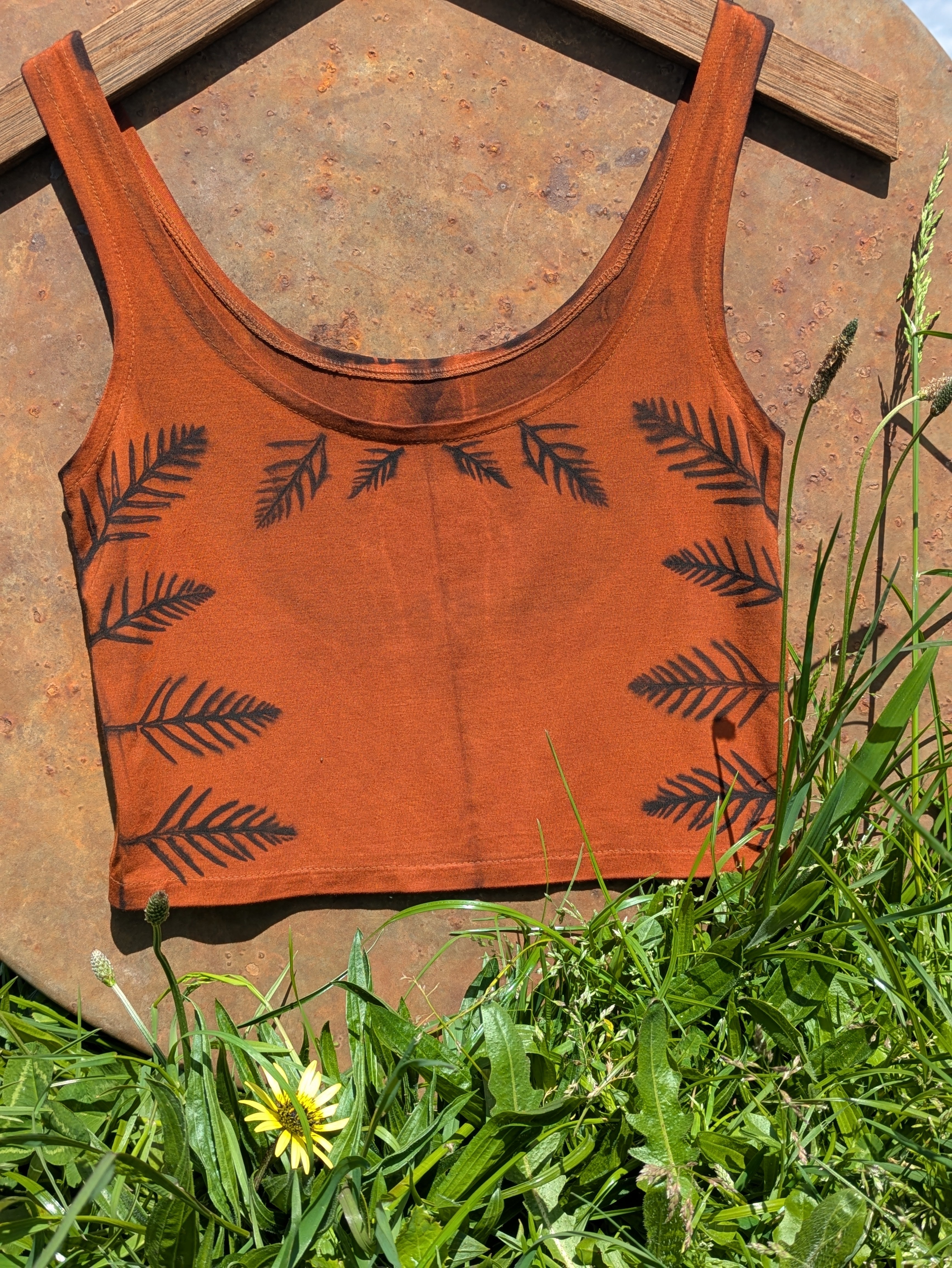 Bamboo Crop Top ~ Rust+Fern