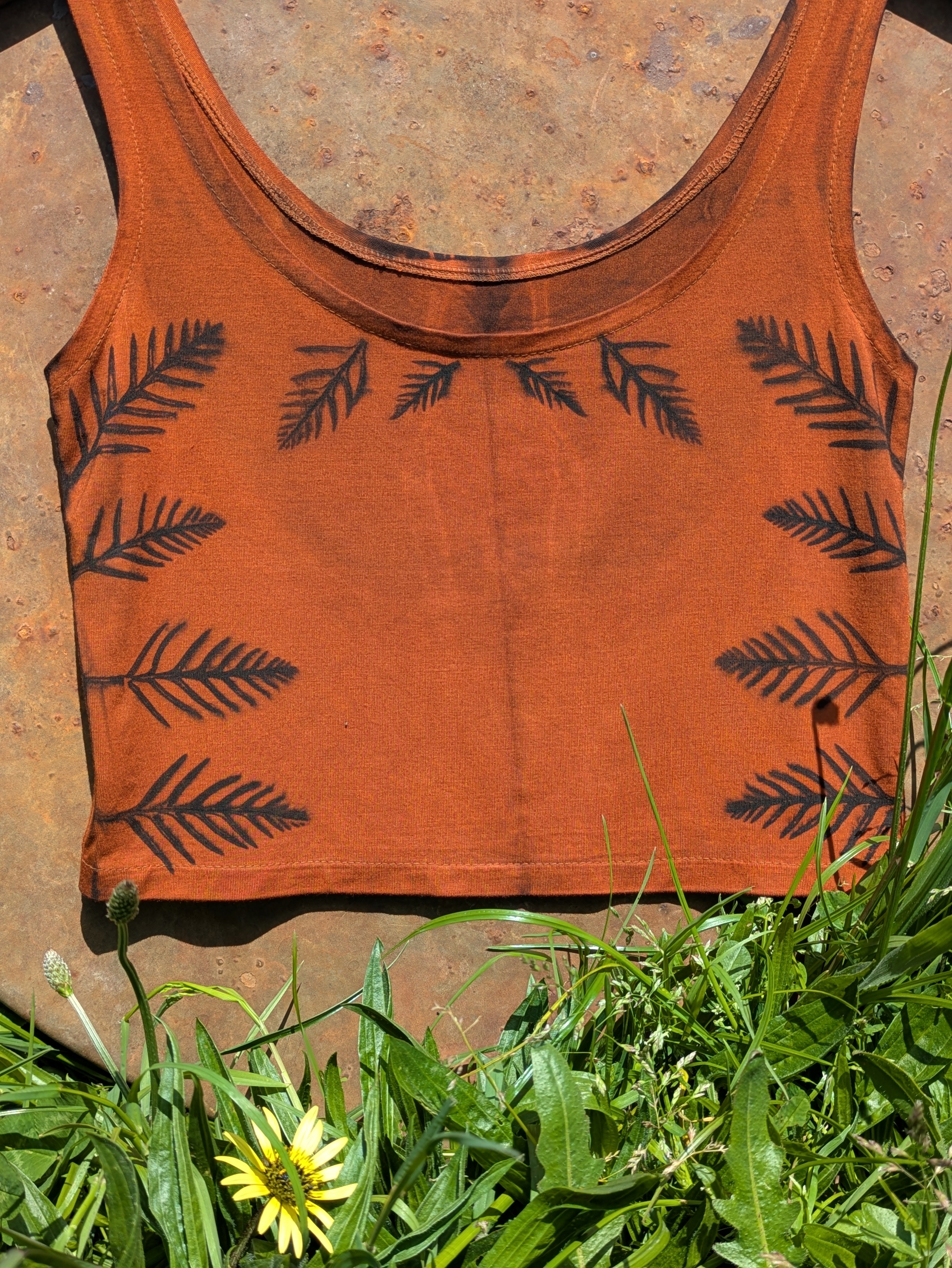 Bamboo Crop Top ~ Rust+Fern