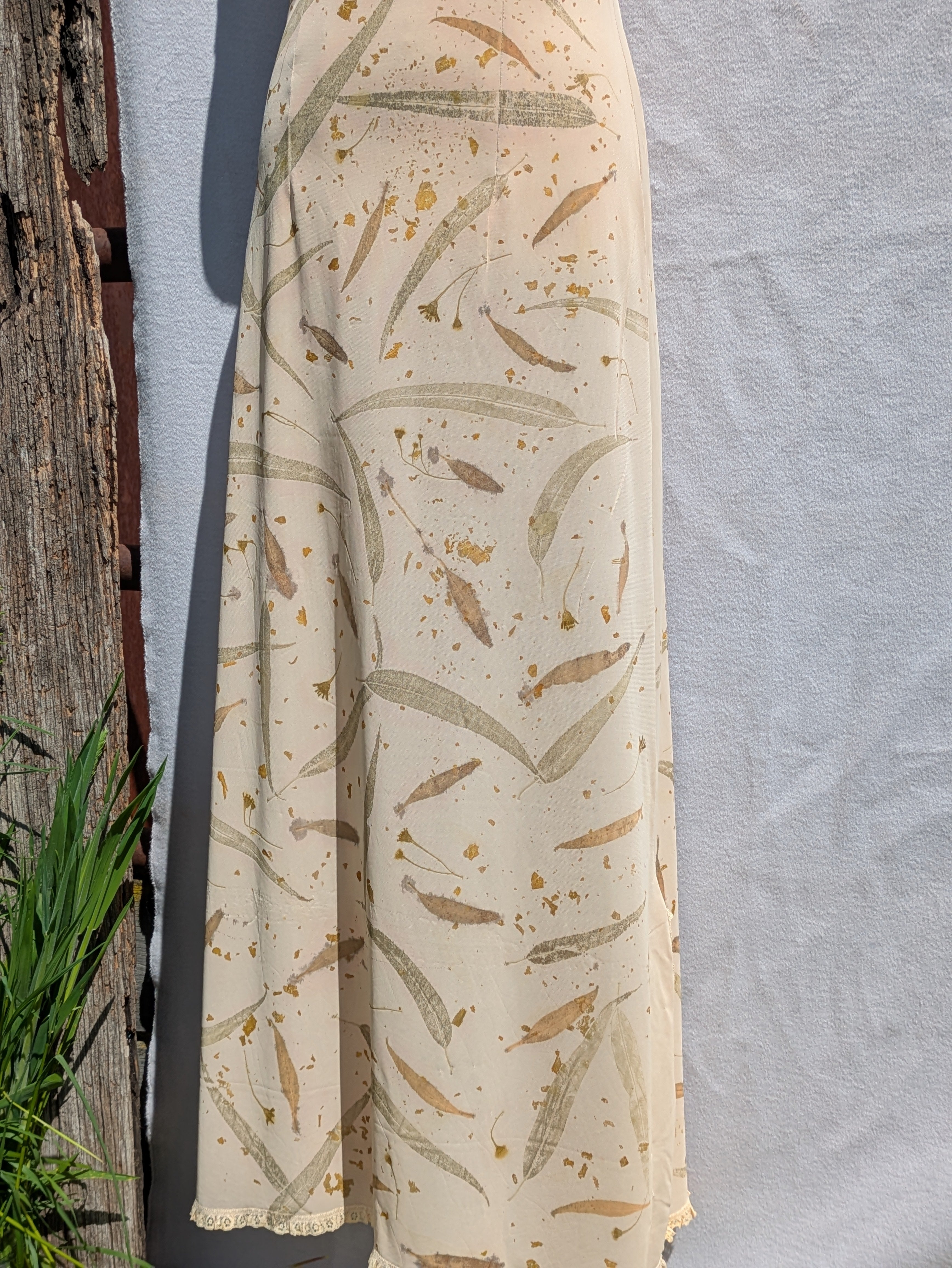 Vintage Lace Petticoat Dress ~ Maxi ~Light Leaf ~ S