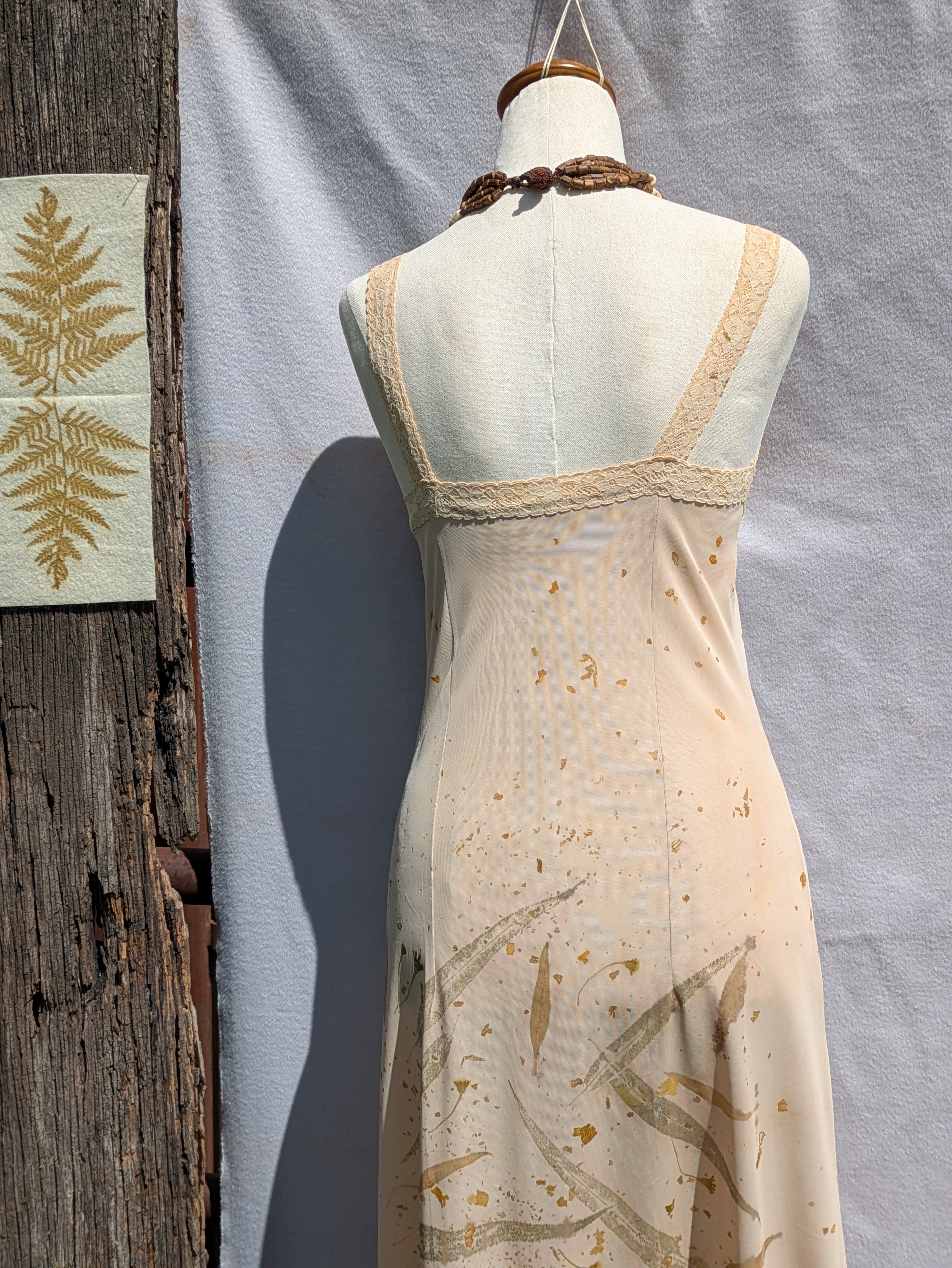 Vintage Lace Petticoat Dress ~ Maxi ~Light Leaf ~ S