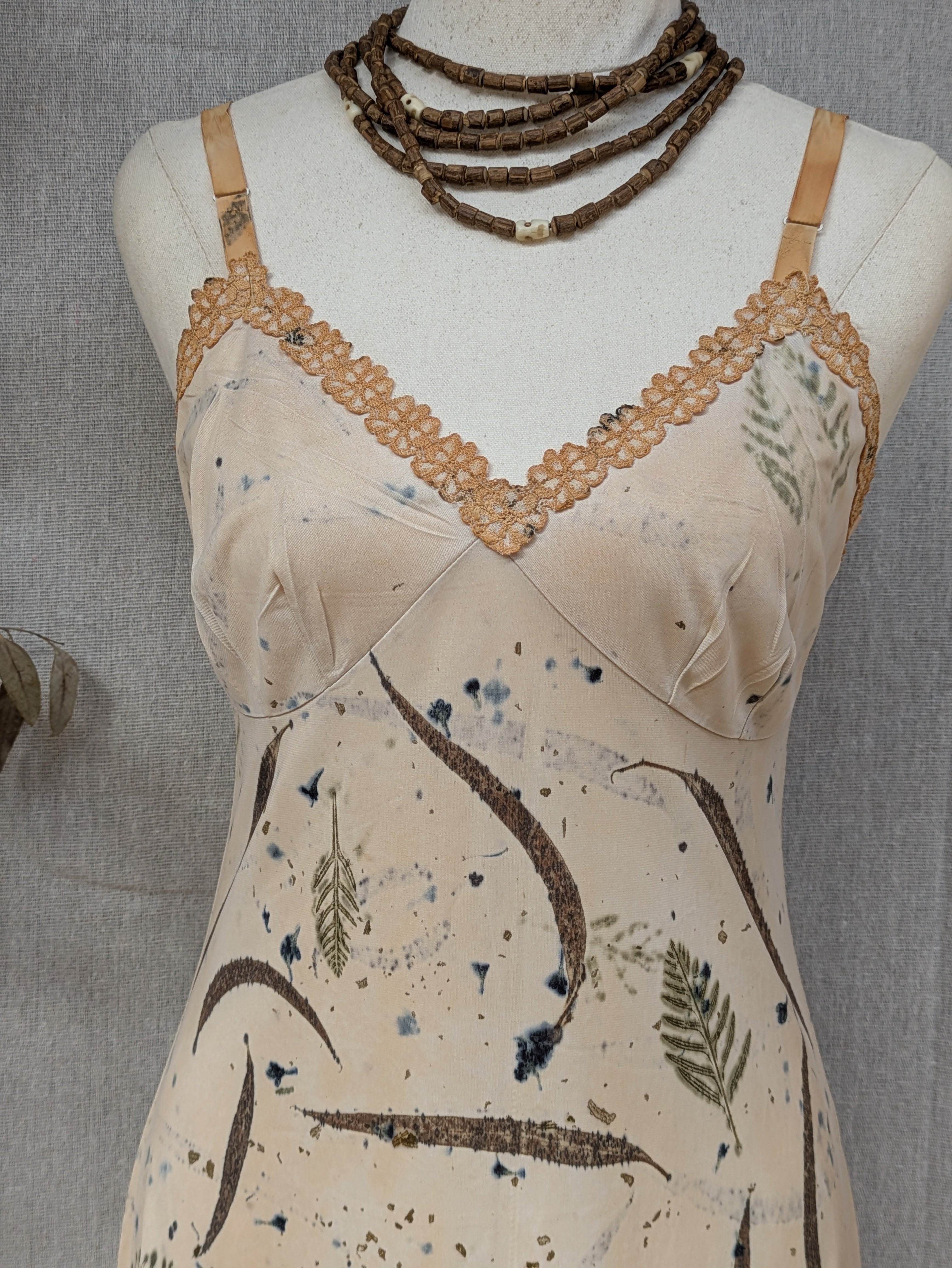 Vintage Lace Petticoat Dress ~ Long Dark Leaf