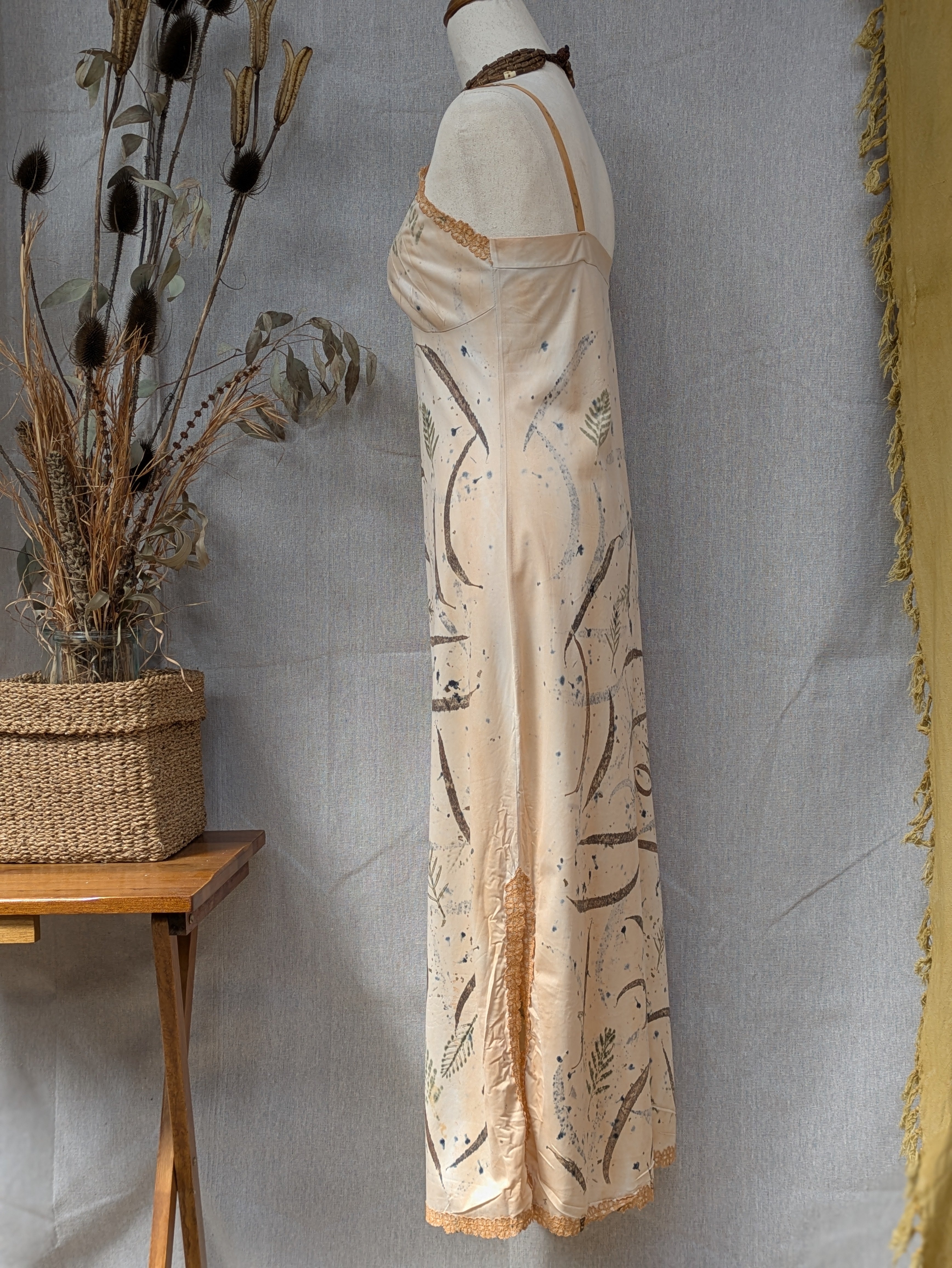 Vintage Lace Petticoat Dress ~ Long Dark Leaf