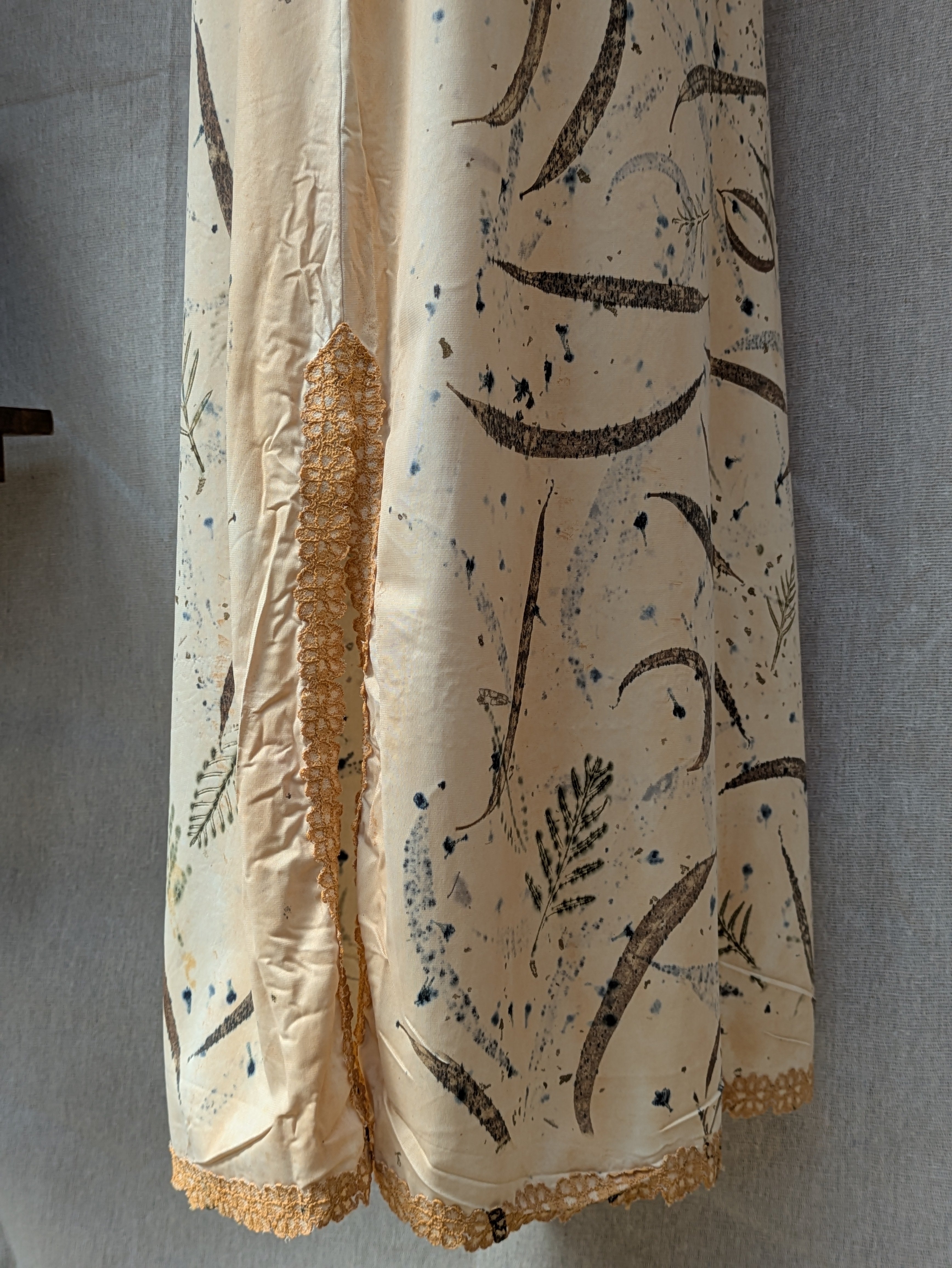 Vintage Lace Petticoat Dress ~ Long Dark Leaf