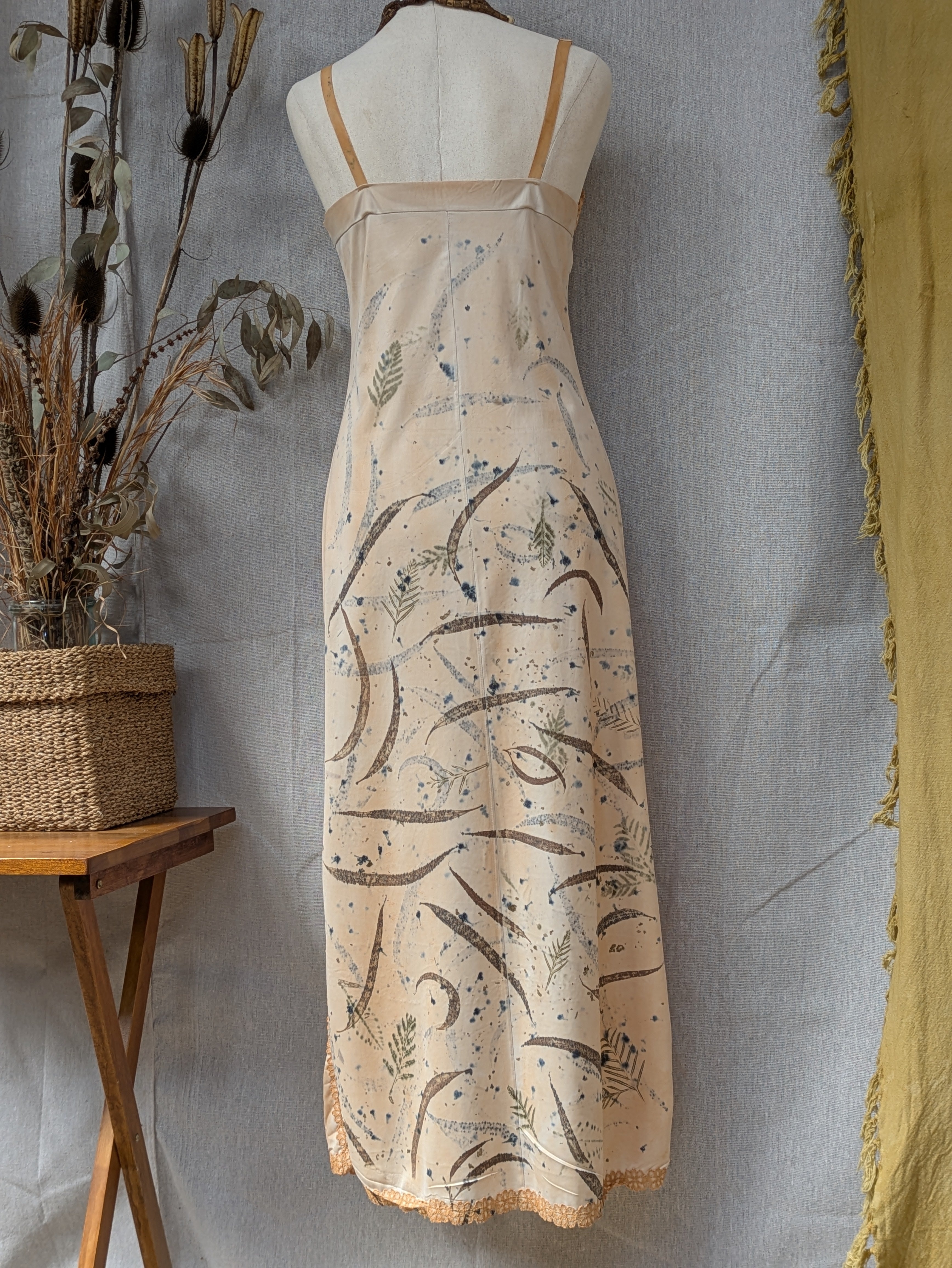 Vintage Lace Petticoat Dress ~ Long Dark Leaf