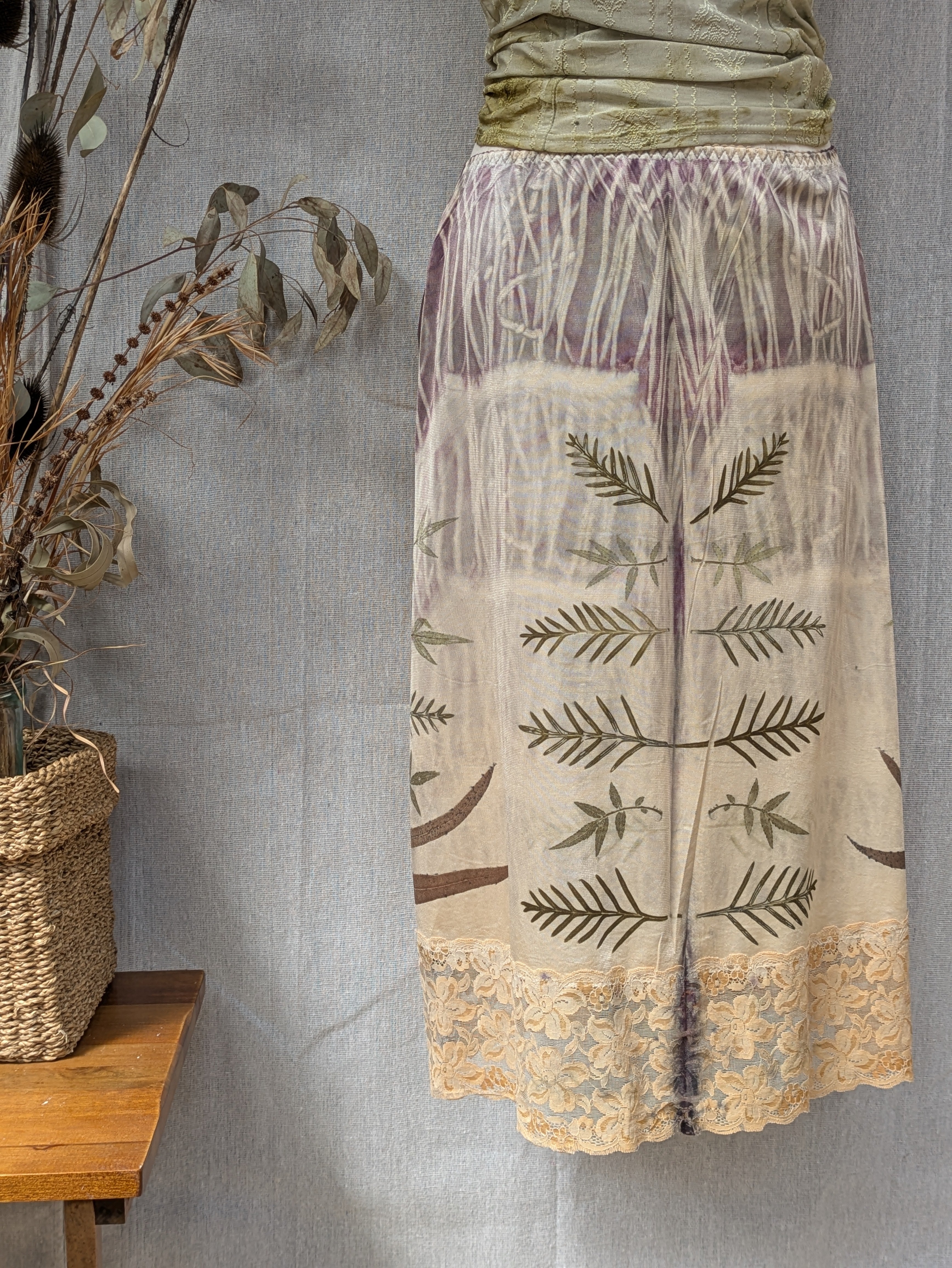 Vintage Lace Petticoat Skirt ~ Dark Fern ~ XL