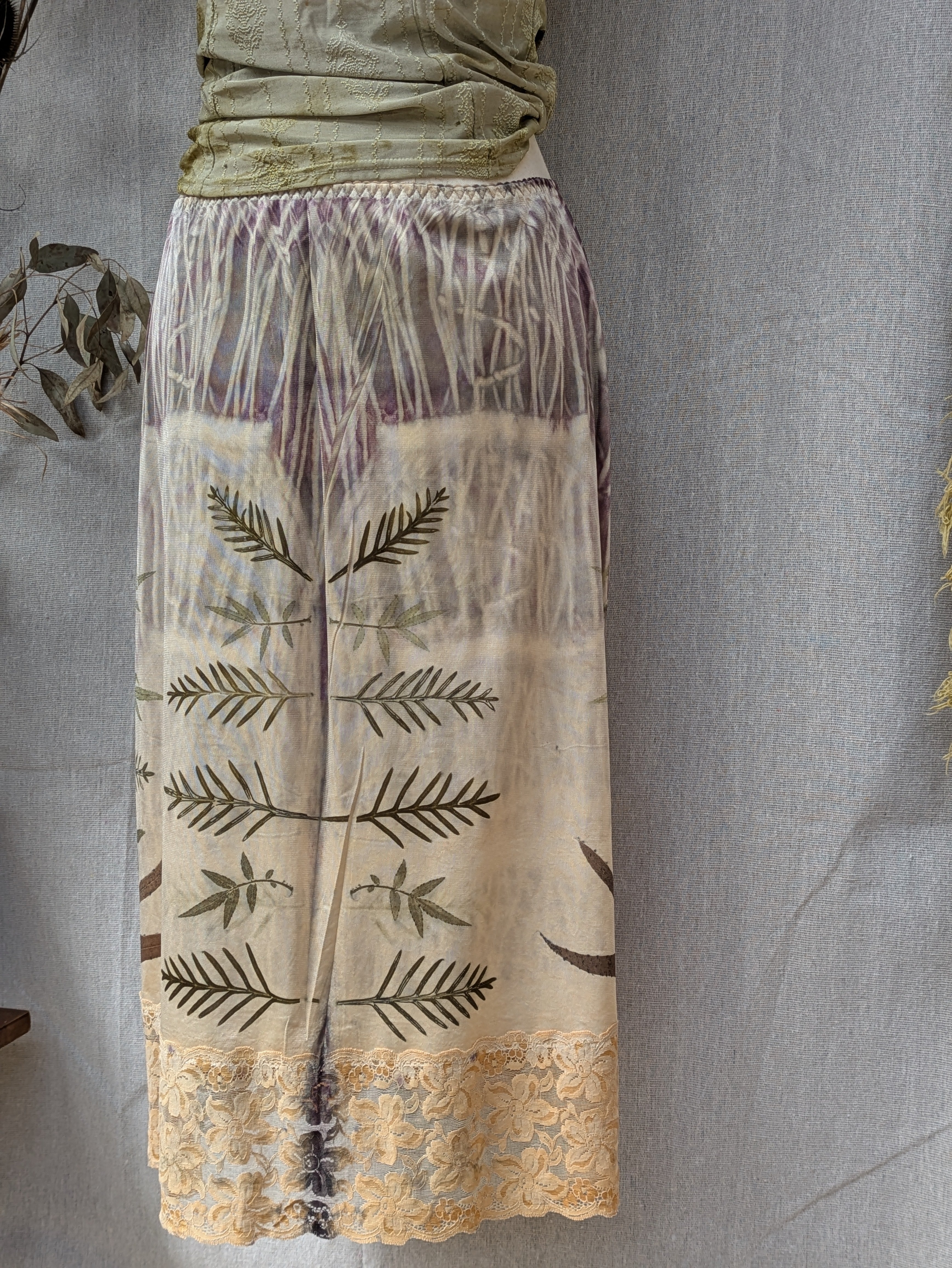 Vintage Lace Petticoat Skirt ~ Dark Fern ~ XL