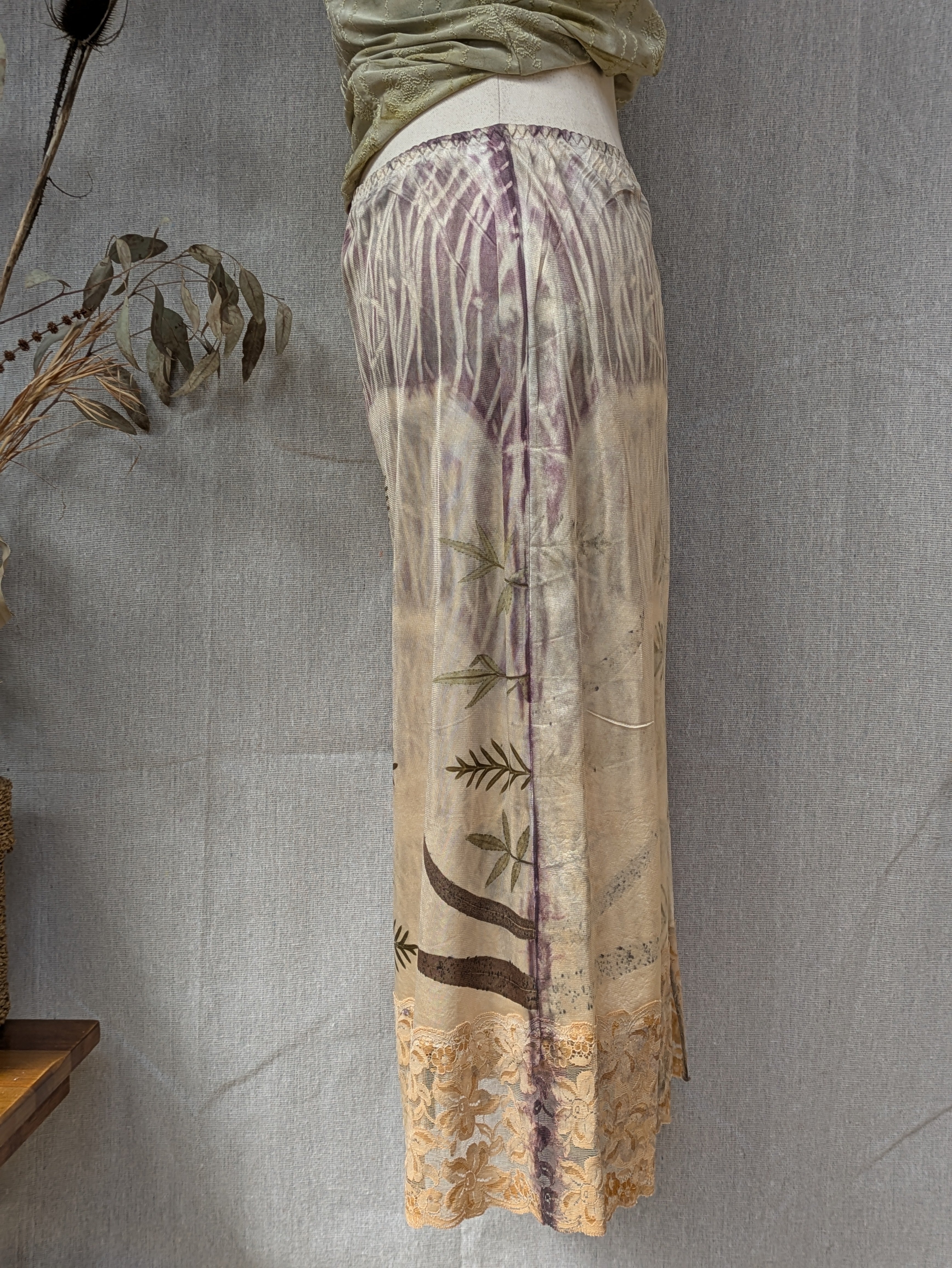 Vintage Lace Petticoat Skirt ~ Dark Fern ~ XL