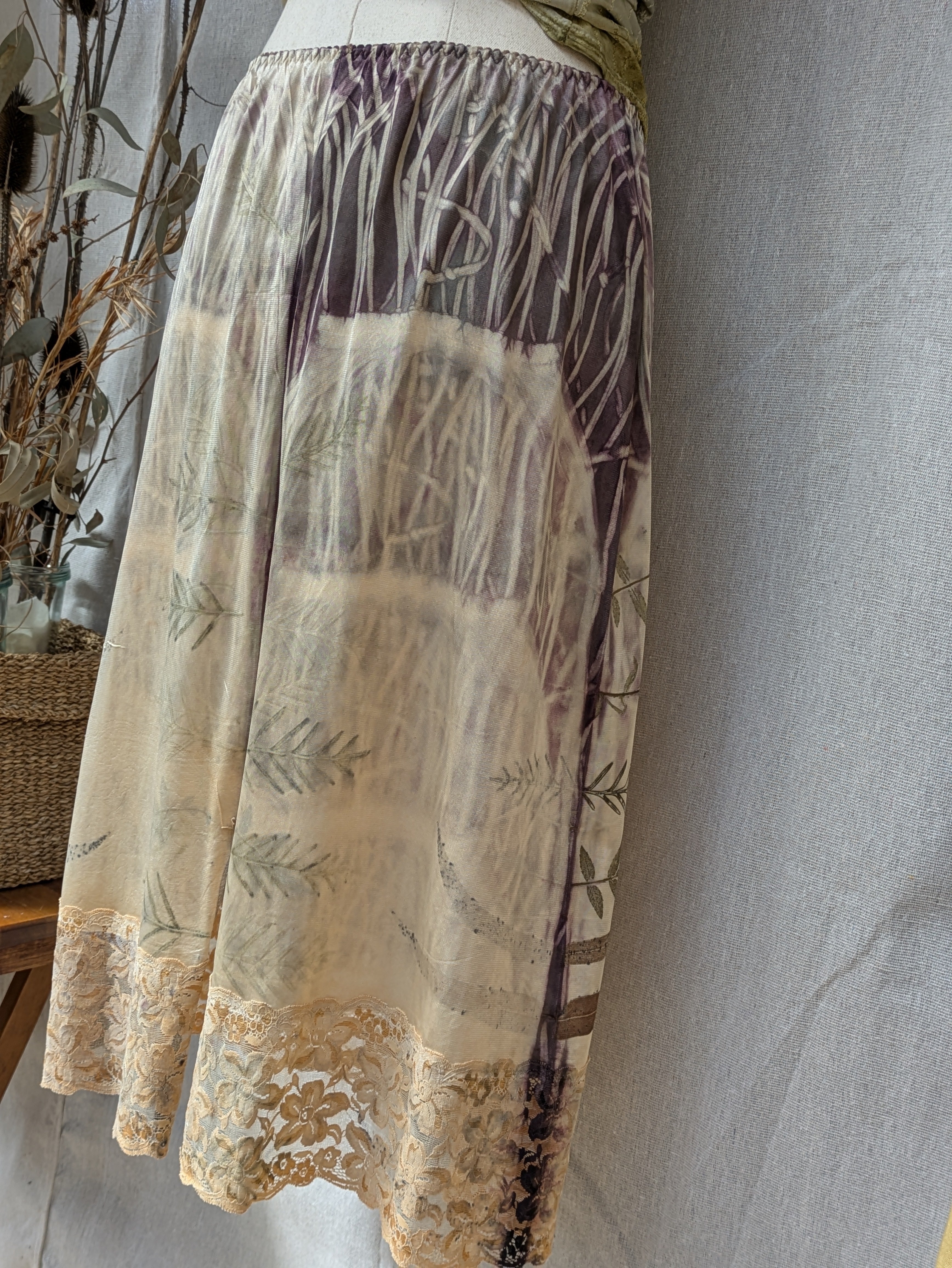 Vintage Lace Petticoat Skirt ~ Dark Fern ~ XL