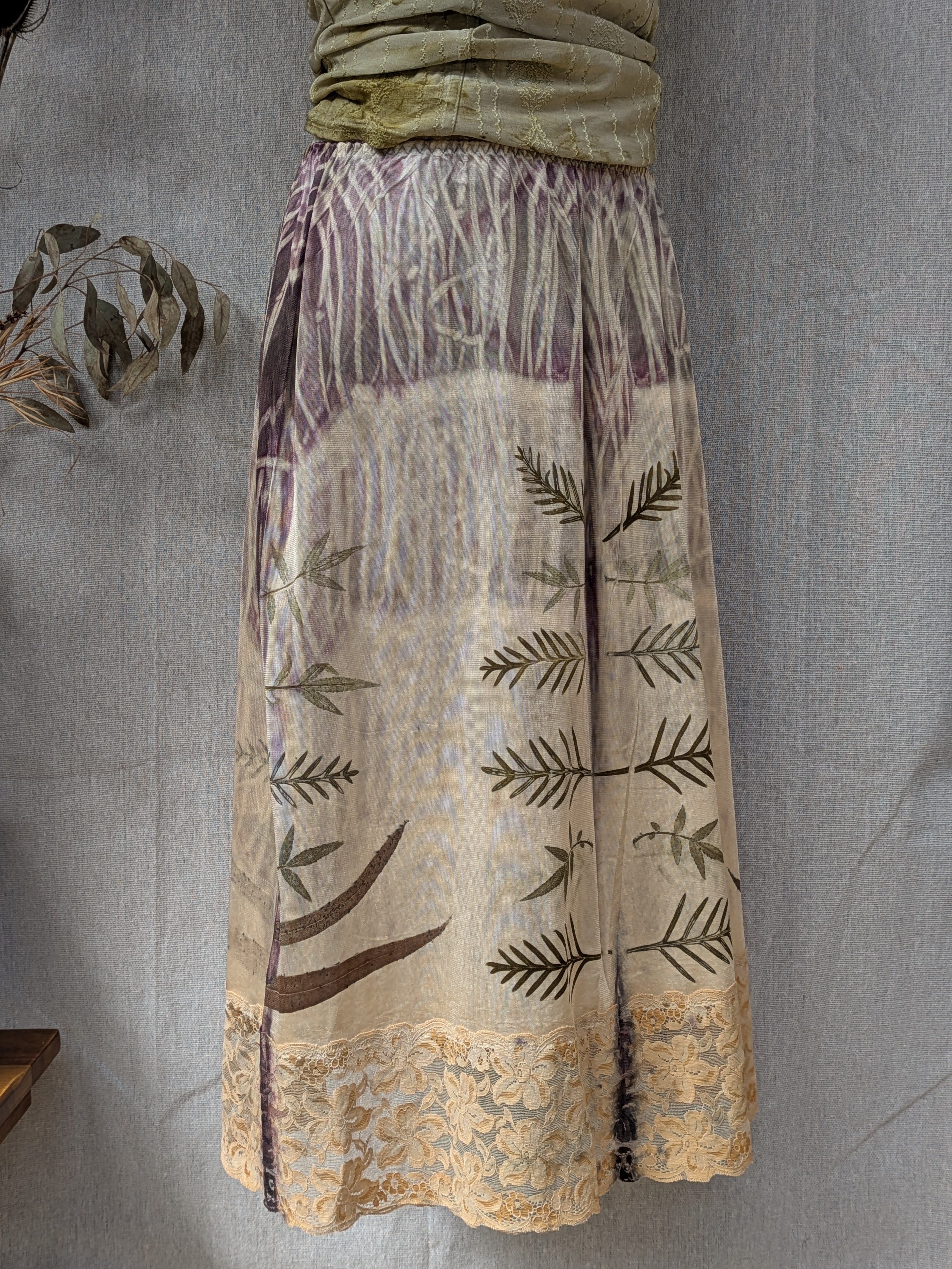 Vintage Lace Petticoat Skirt ~ Dark Fern ~ XL