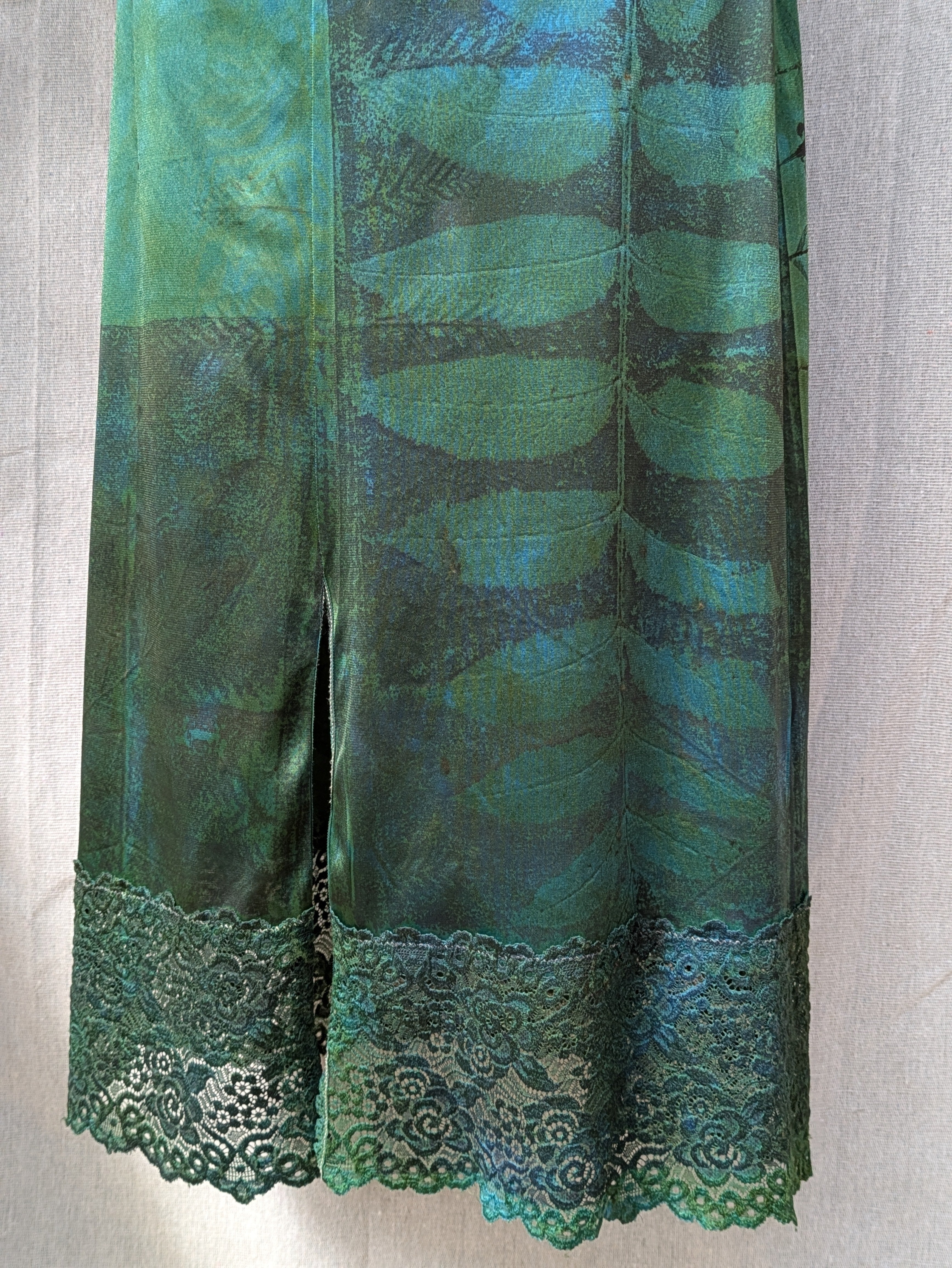 Vintage Lace Petticoat Skirt ~Turquoise Leaf