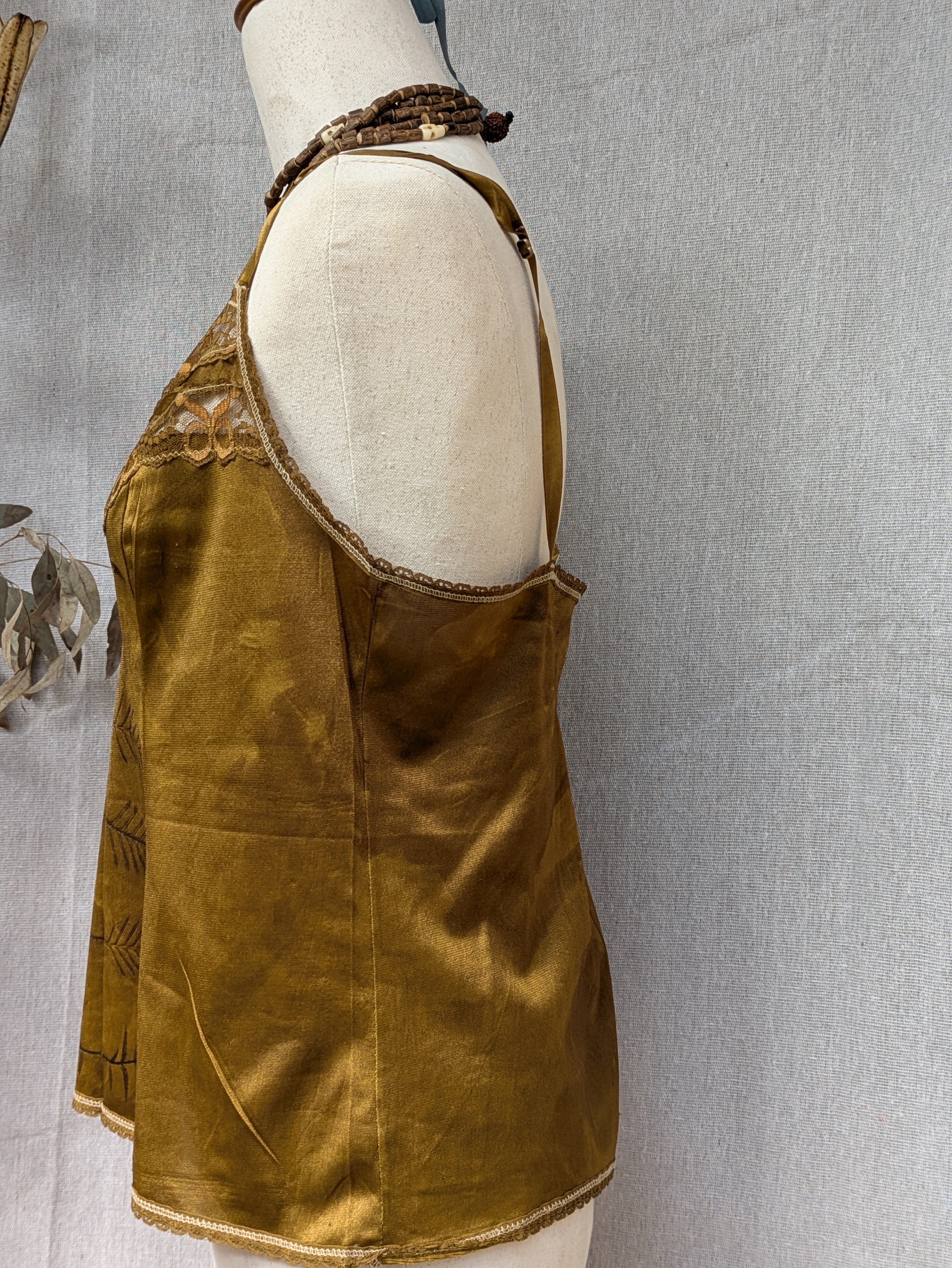 Vintage Lace Petticoat Cami ~ Old Gold Grevillea