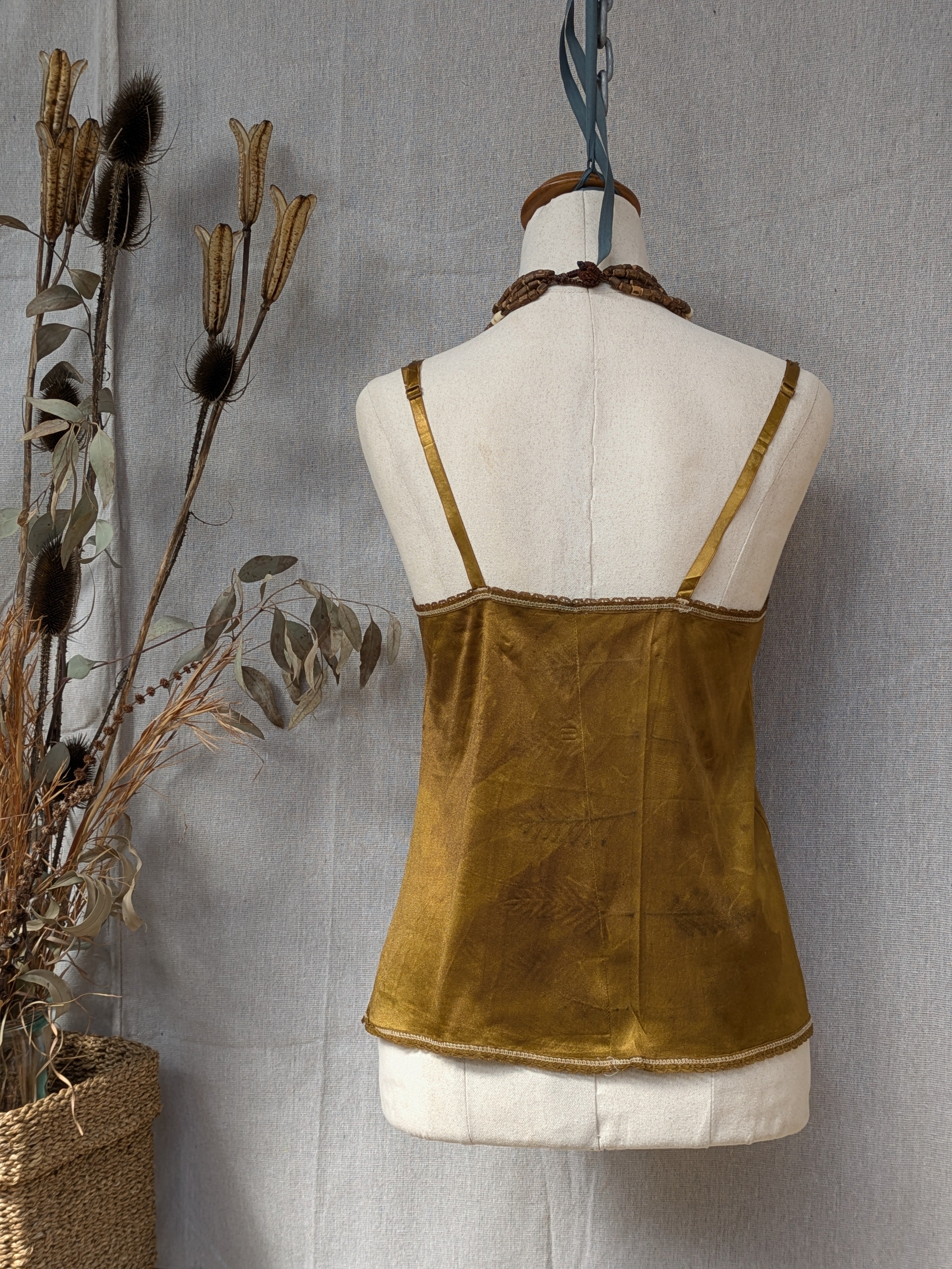 Vintage Lace Petticoat Cami ~ Old Gold Grevillea