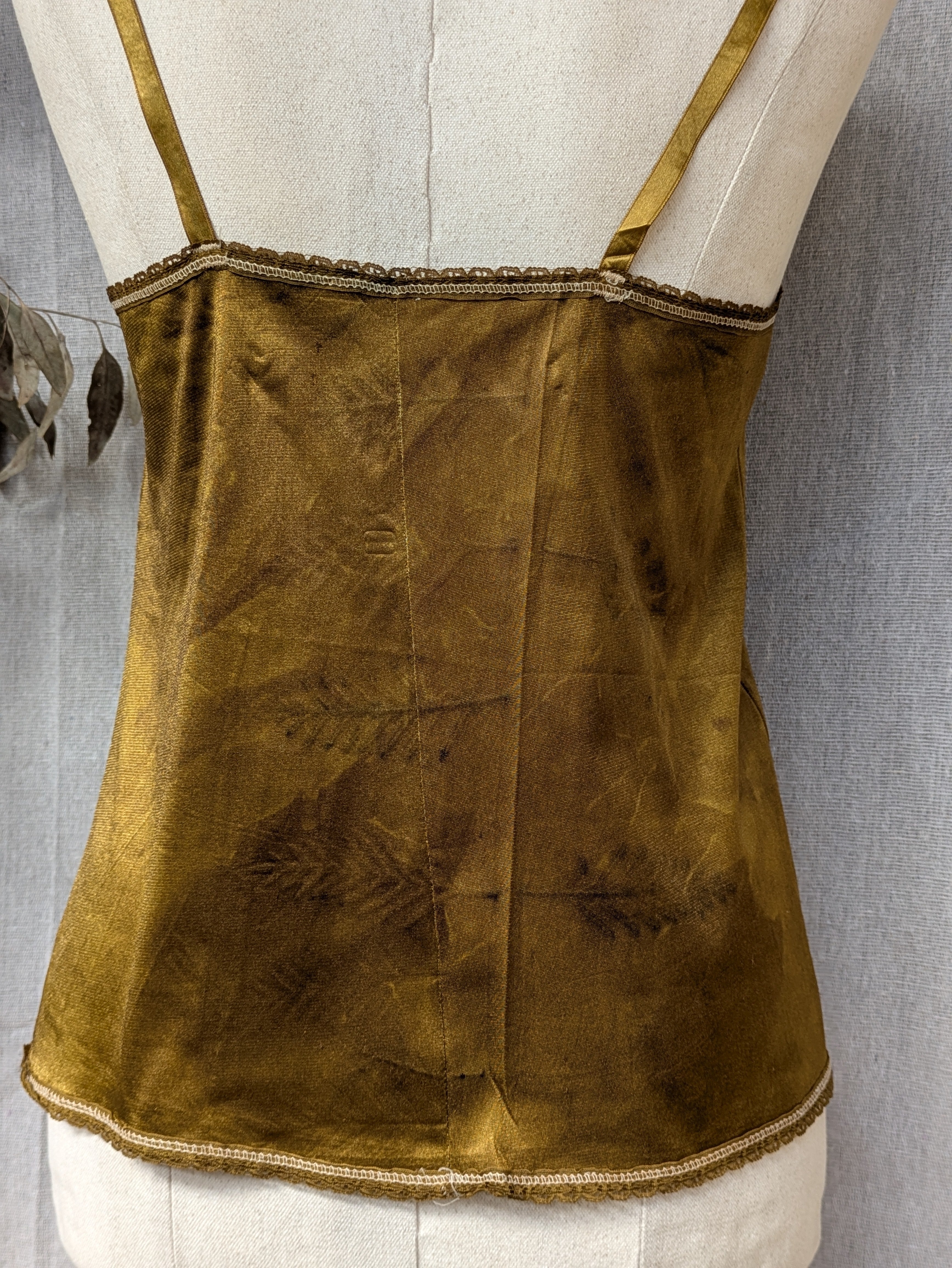 Vintage Lace Petticoat Cami ~ Old Gold Grevillea