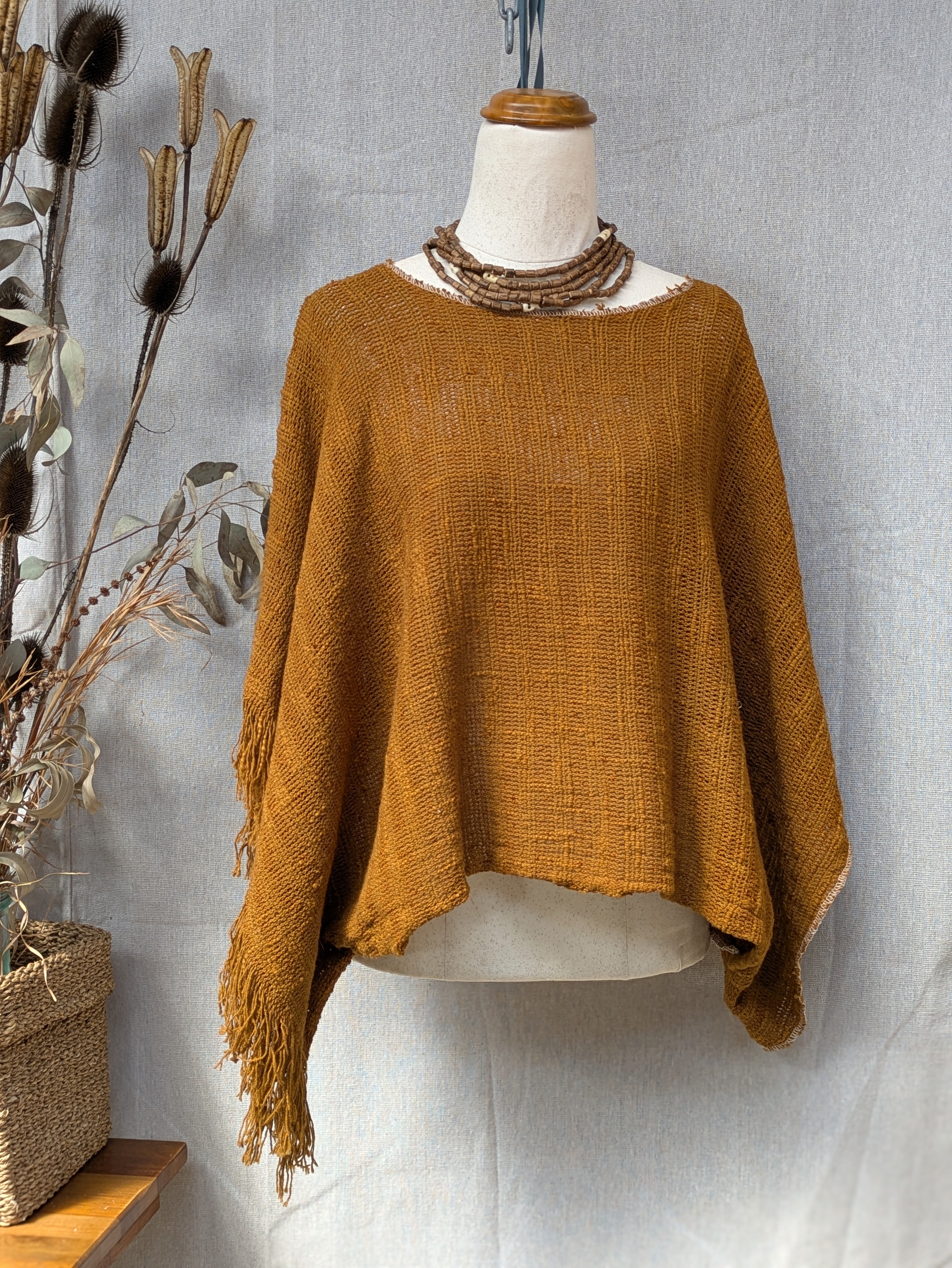Hemp Knit Shrug ~ Ochre
