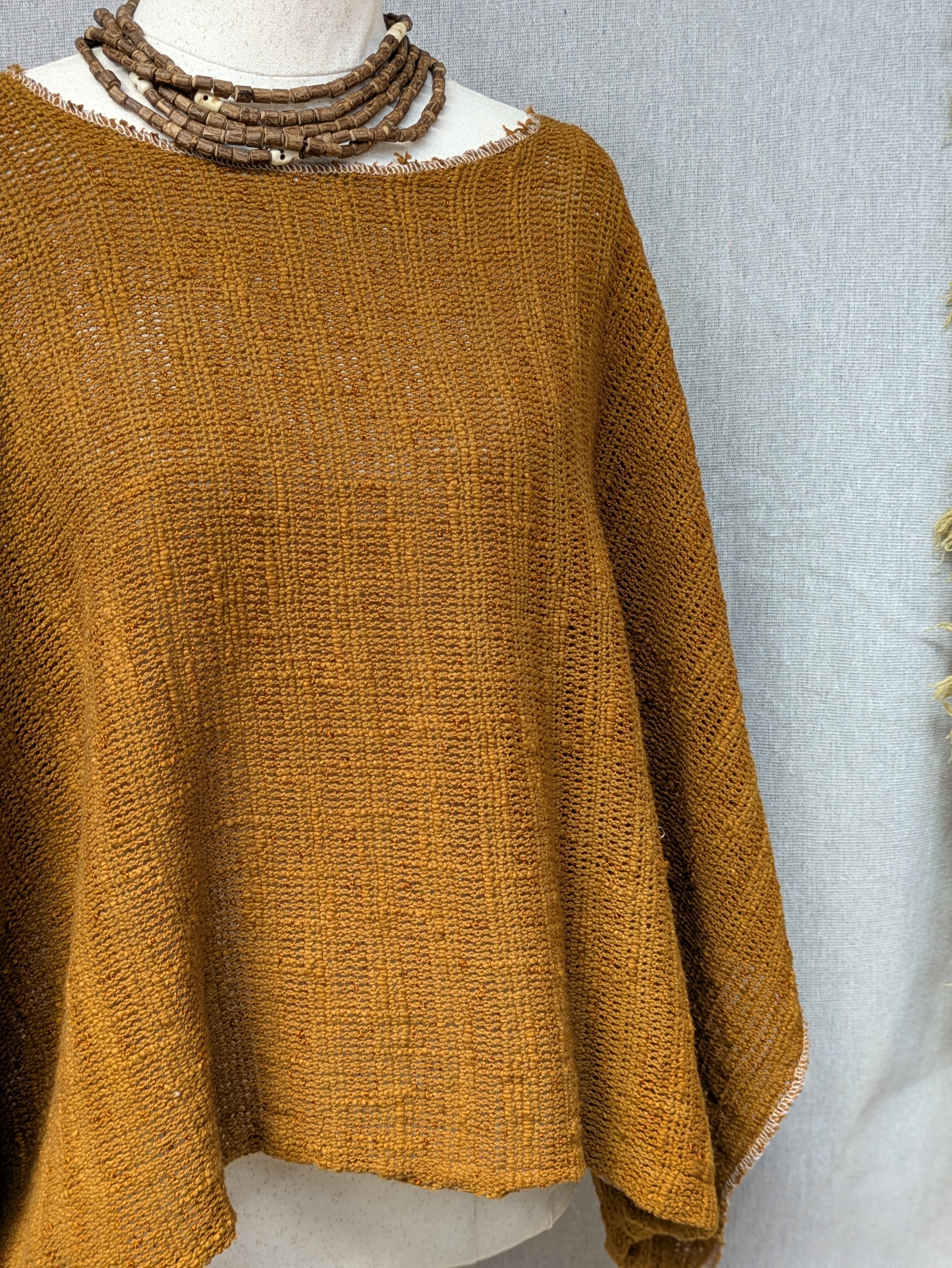 Hemp Knit Shrug ~ Ochre