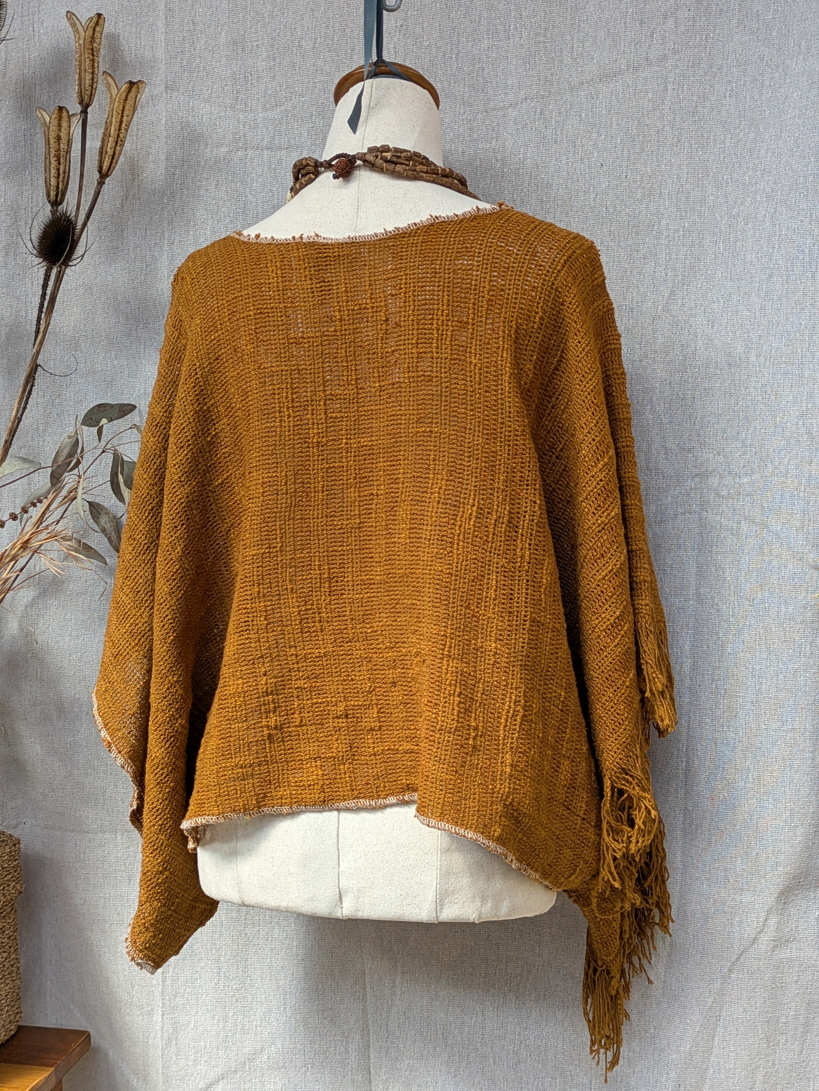 Hemp Knit Shrug ~ Ochre