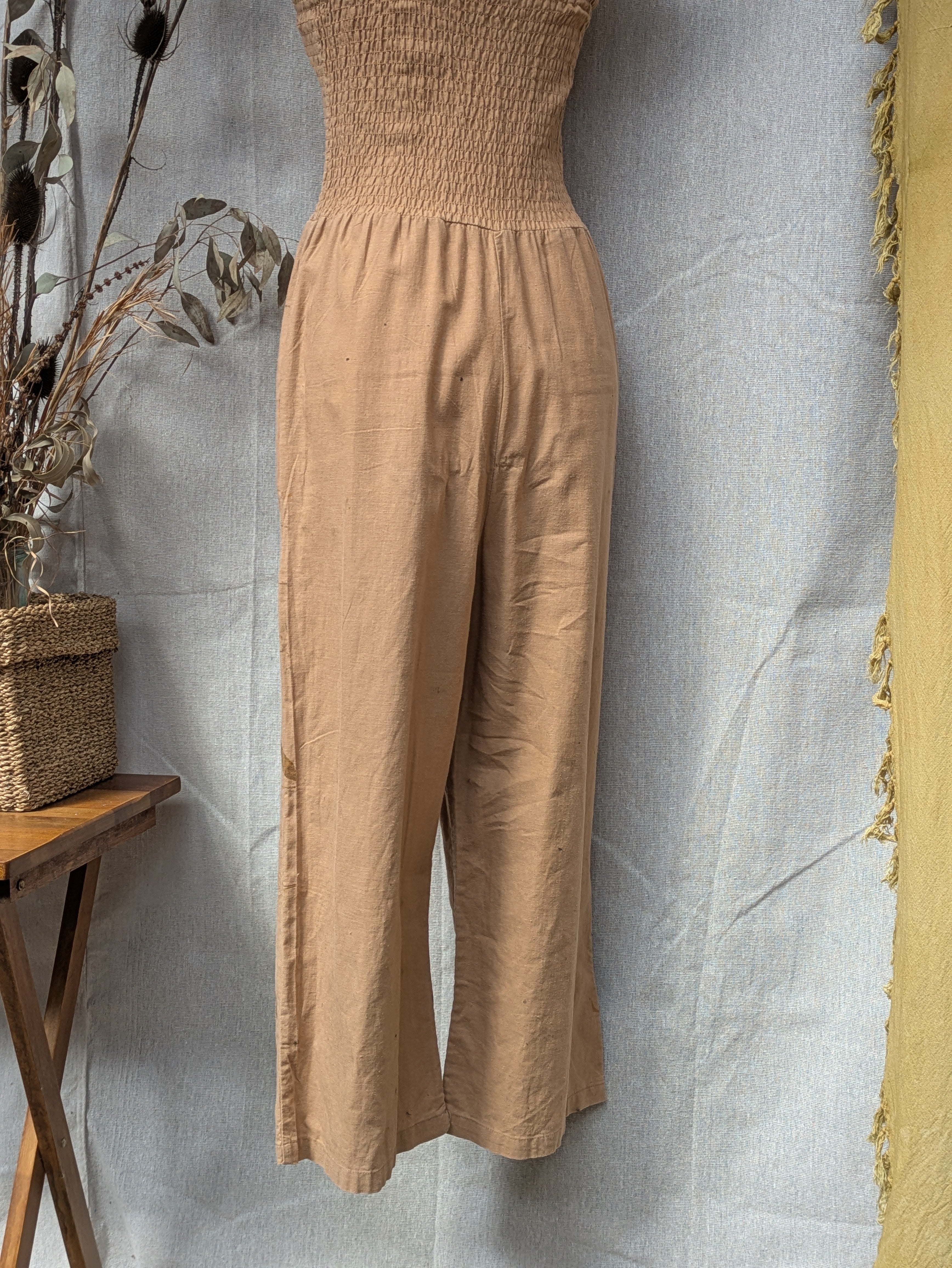 Linen Peach Frilled Jumpsuit ~ S