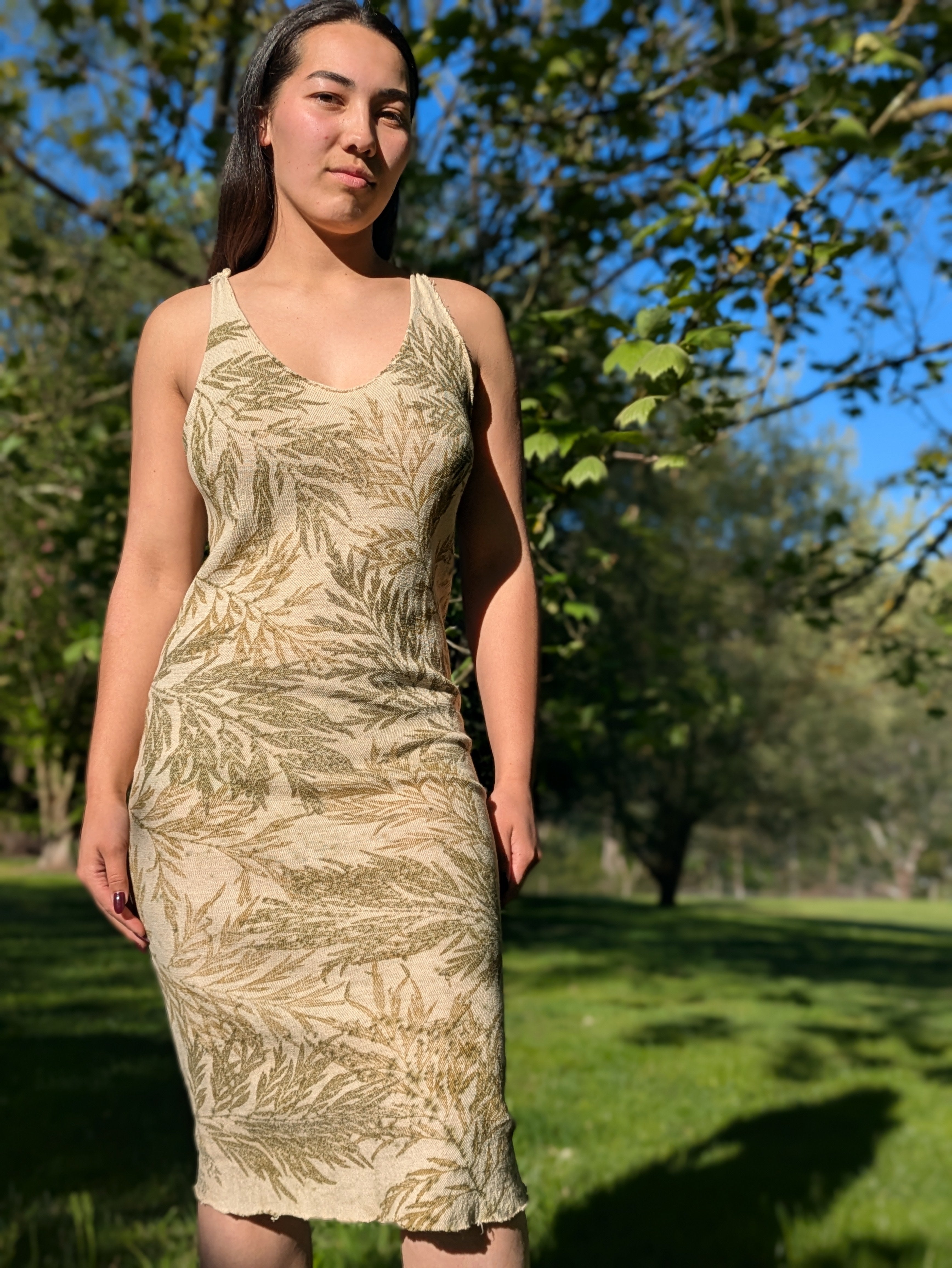 Cotton Knit Silky Oak Dress ~ M