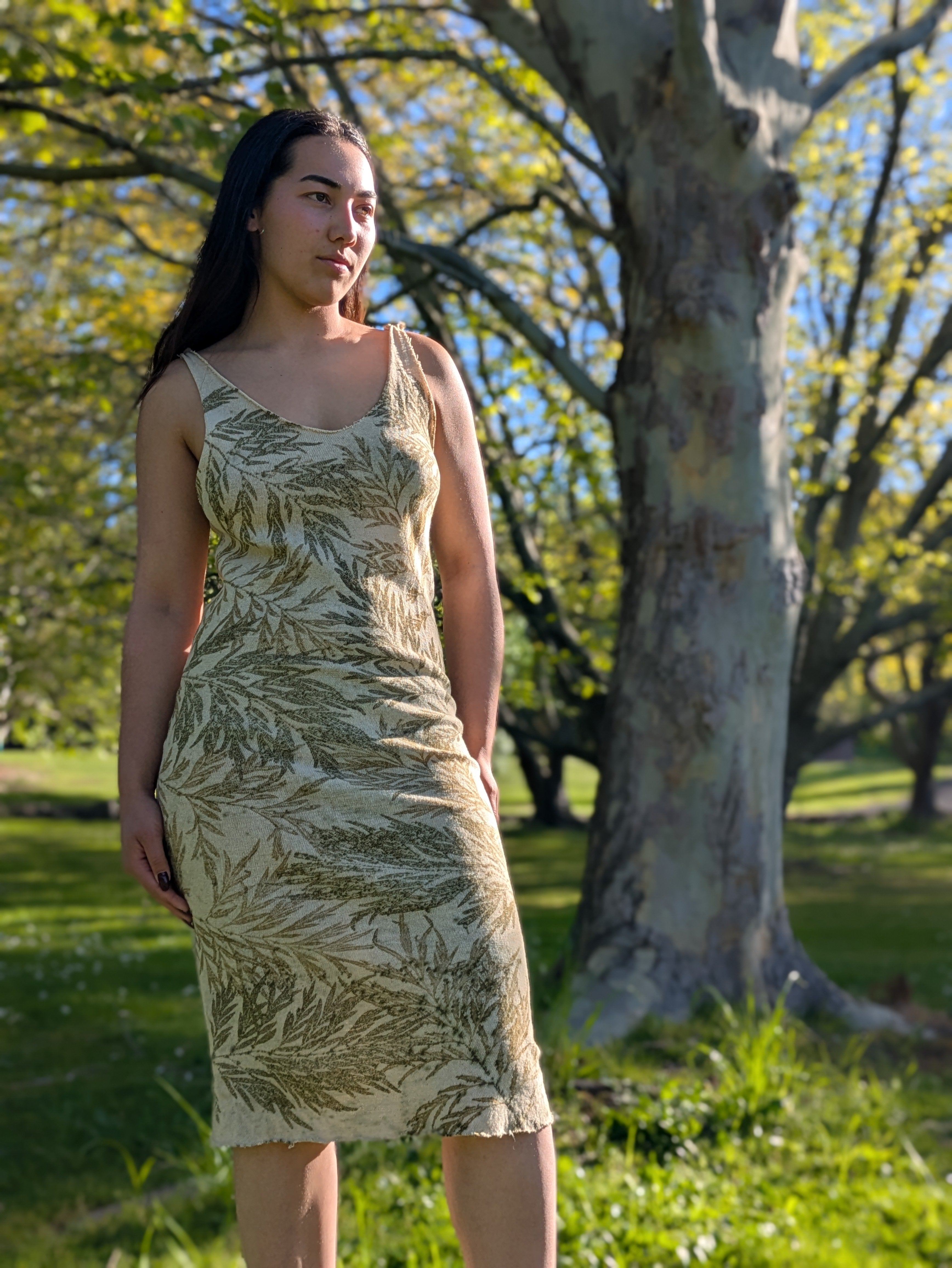 Cotton Knit Silky Oak Dress ~ M