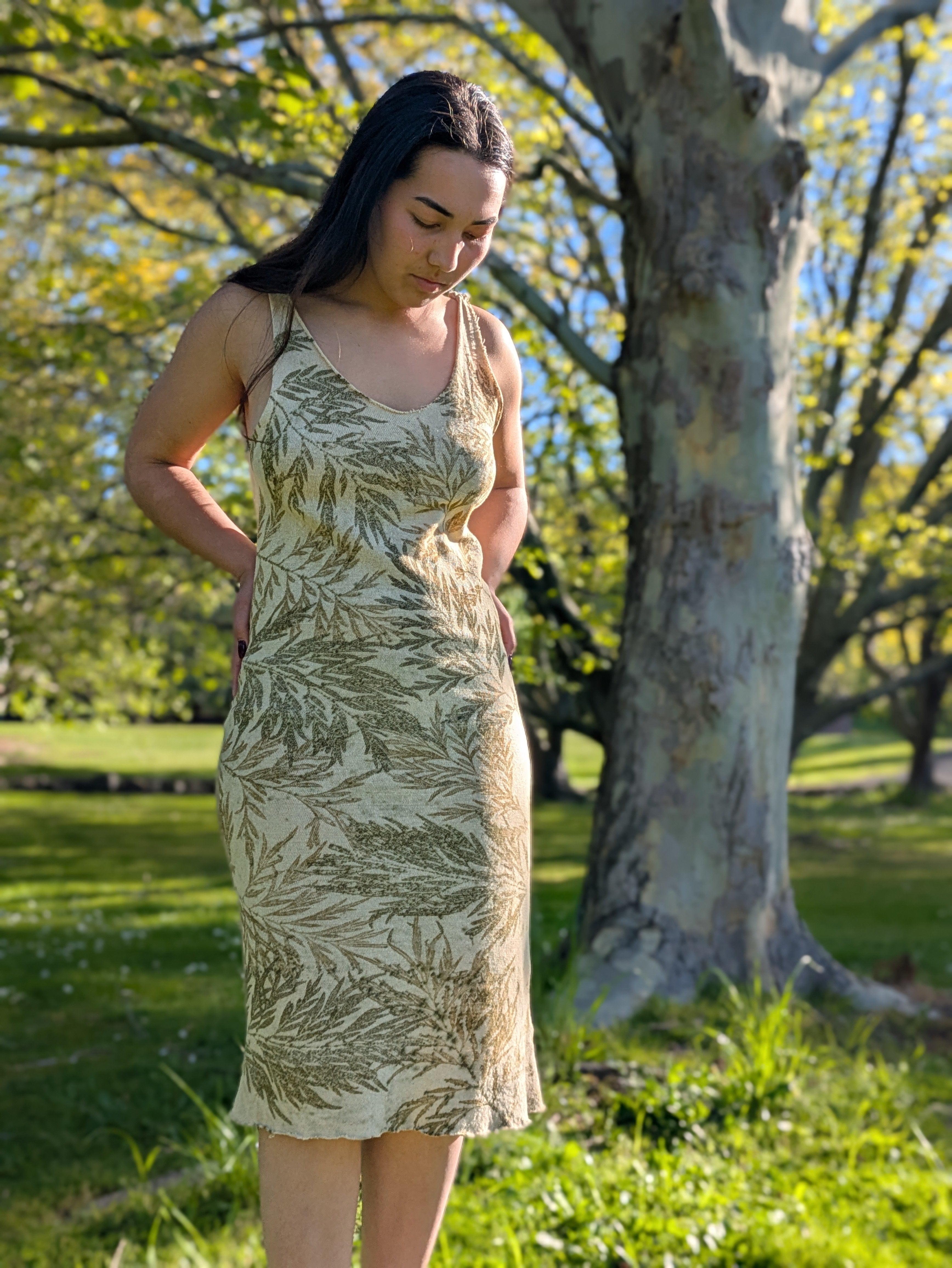 Cotton Knit Silky Oak Dress ~ M