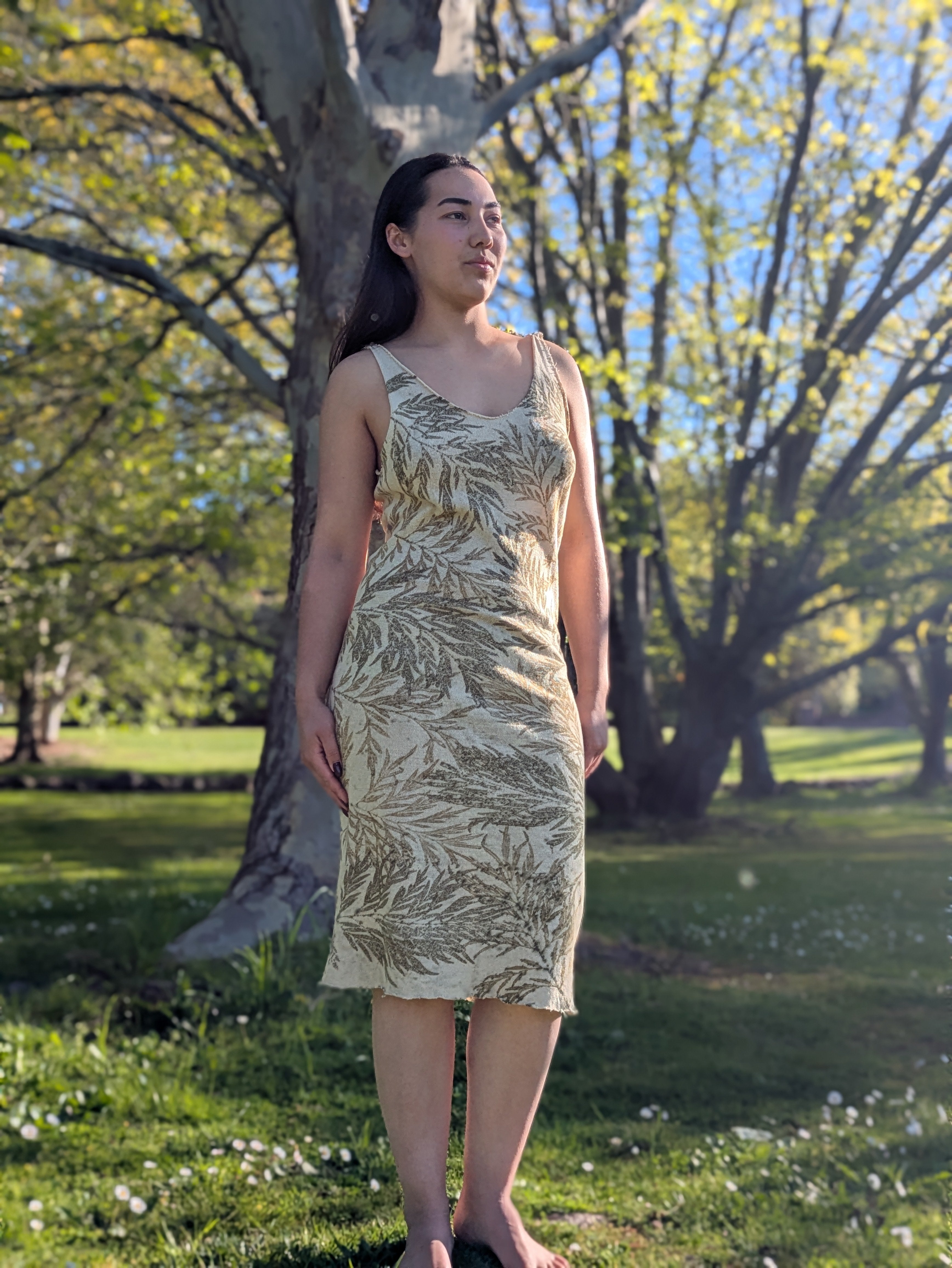 Cotton Knit Silky Oak Dress ~ M