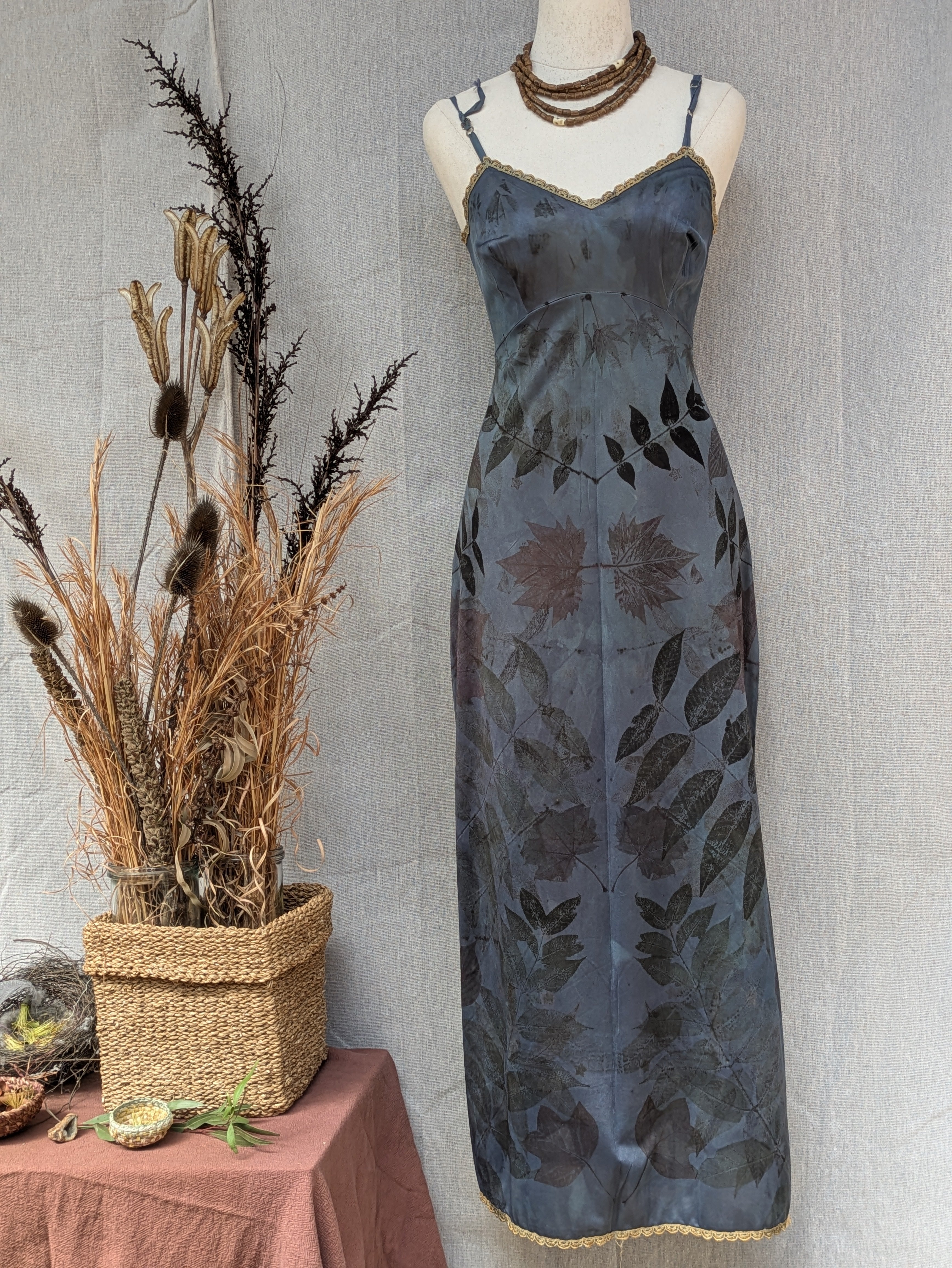 Vintage Lace Petticoat Dress ~ Maxi ~ Storm Blue