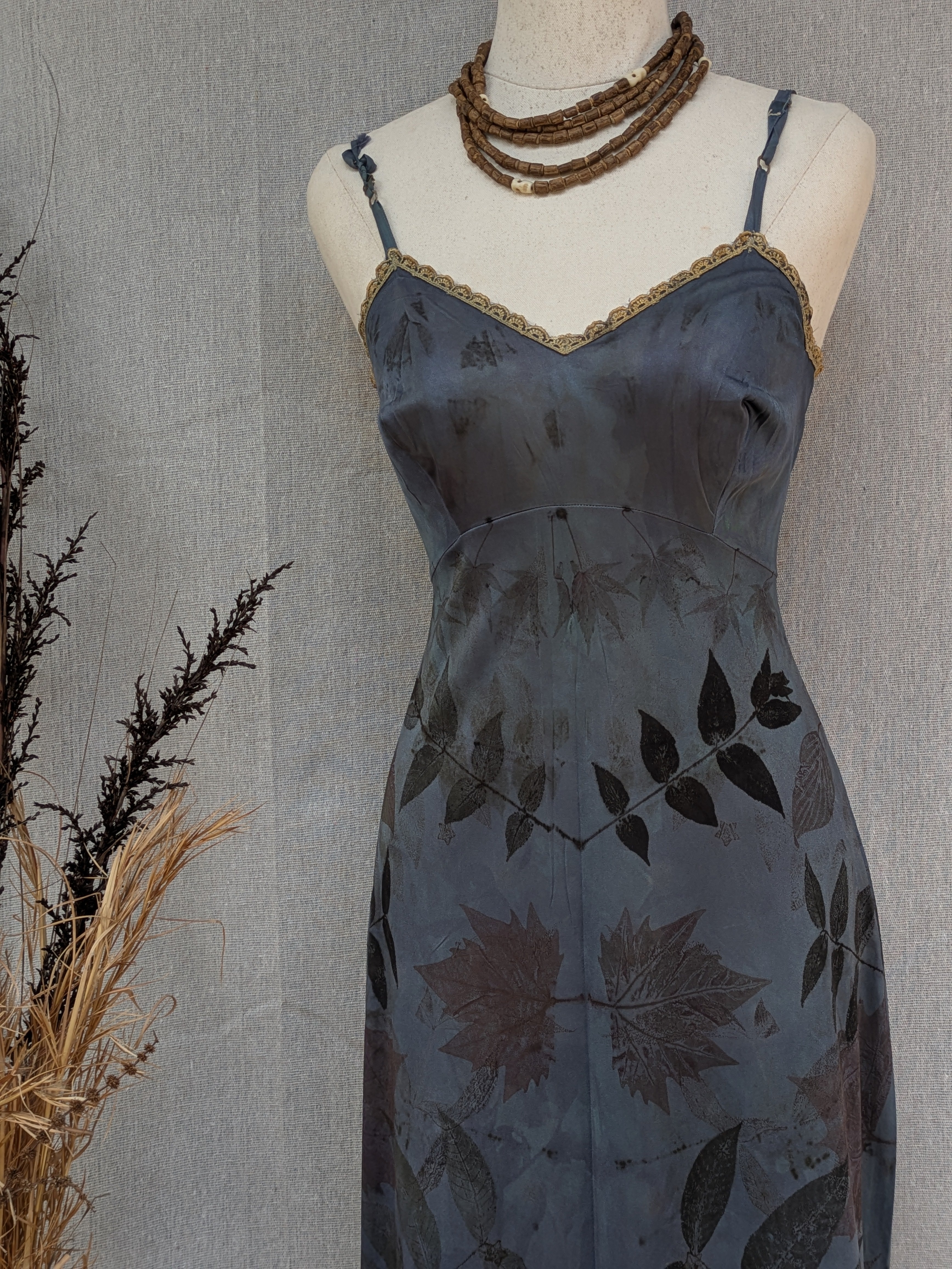 Vintage Lace Petticoat Dress ~ Maxi ~ Storm Blue