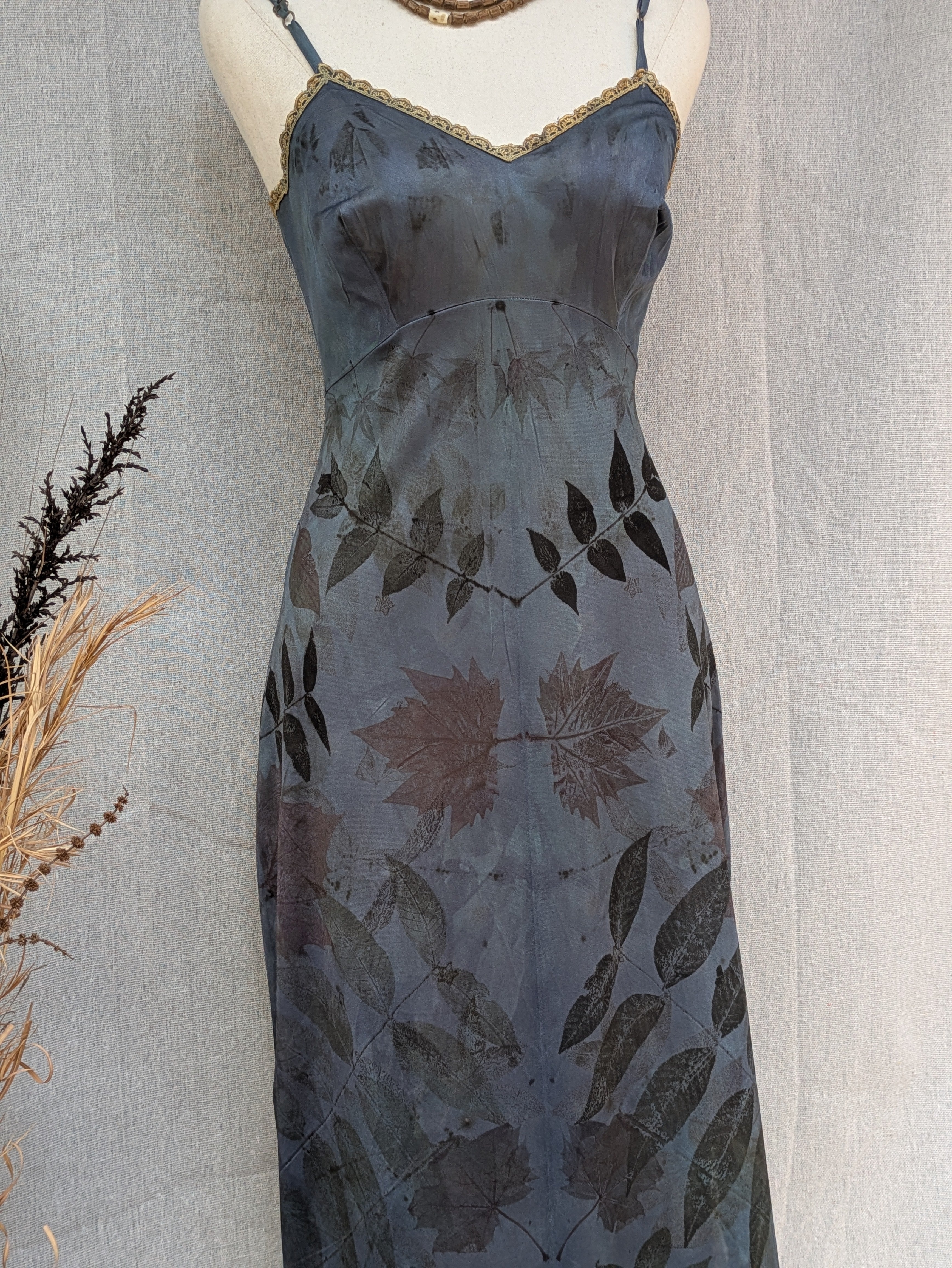 Vintage Lace Petticoat Dress ~ Maxi ~ Storm Blue