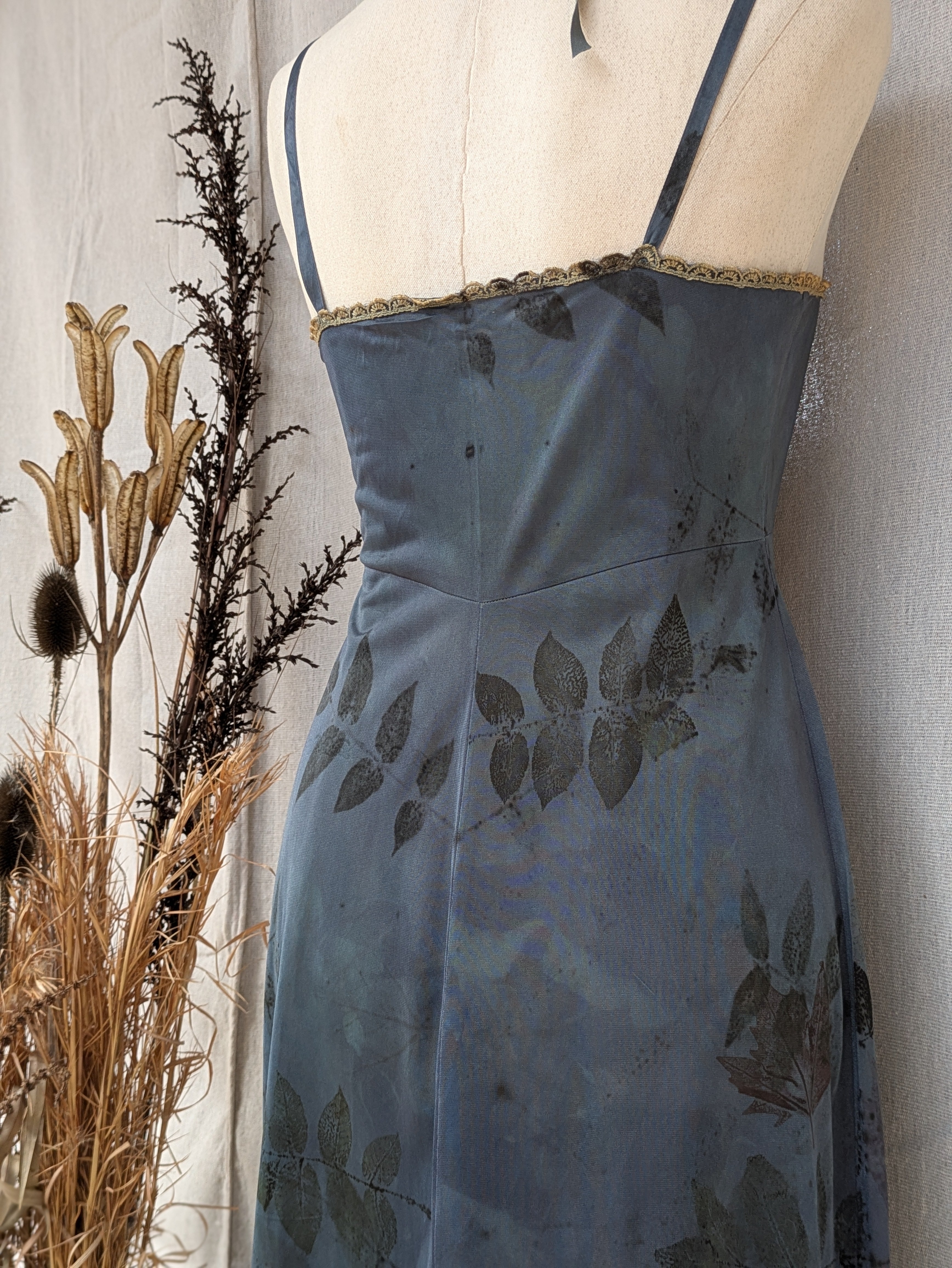 Vintage Lace Petticoat Dress ~ Maxi ~ Storm Blue