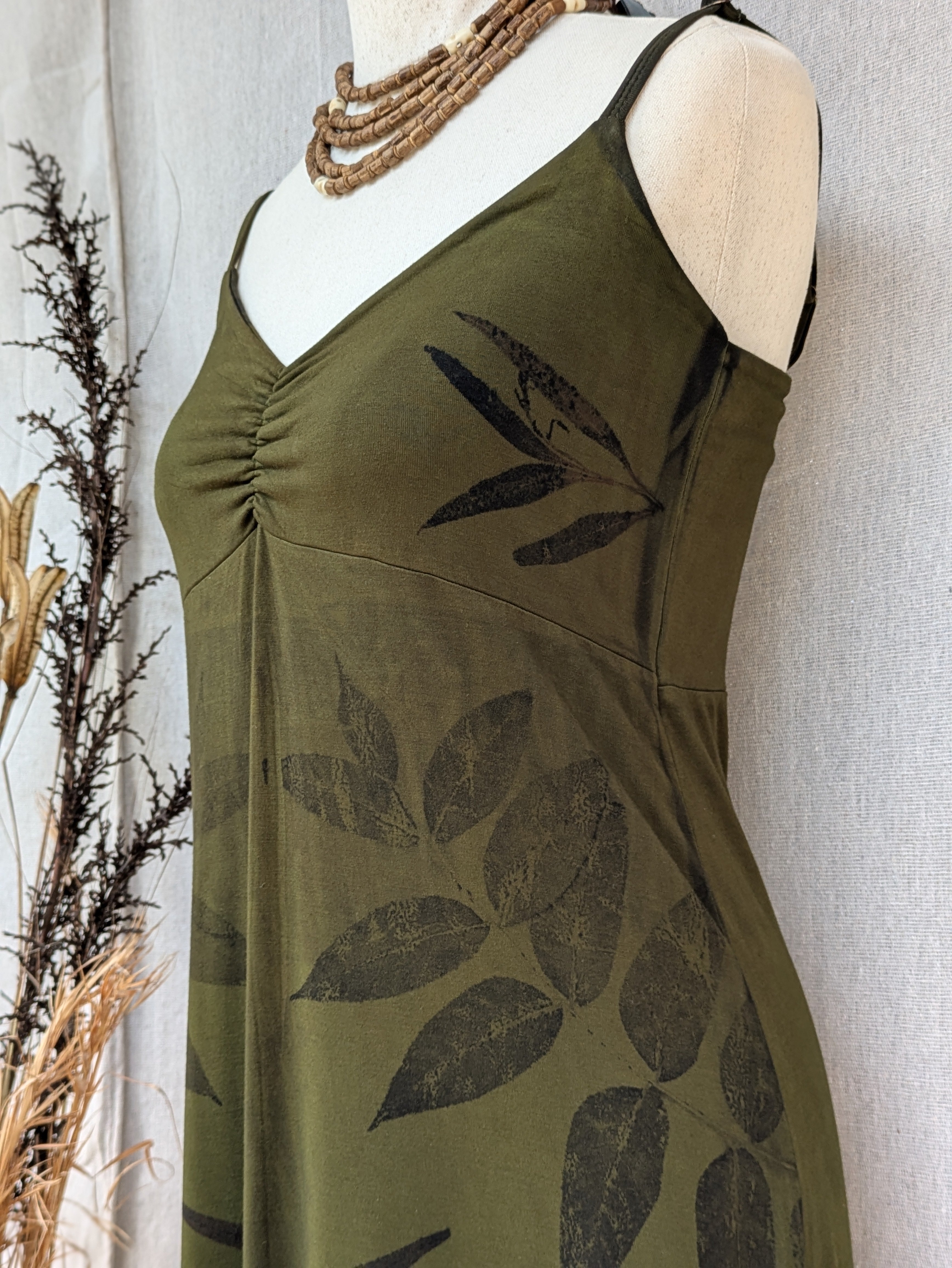 Botanically Printed Maxi Dress ~ Bamboo ~ M