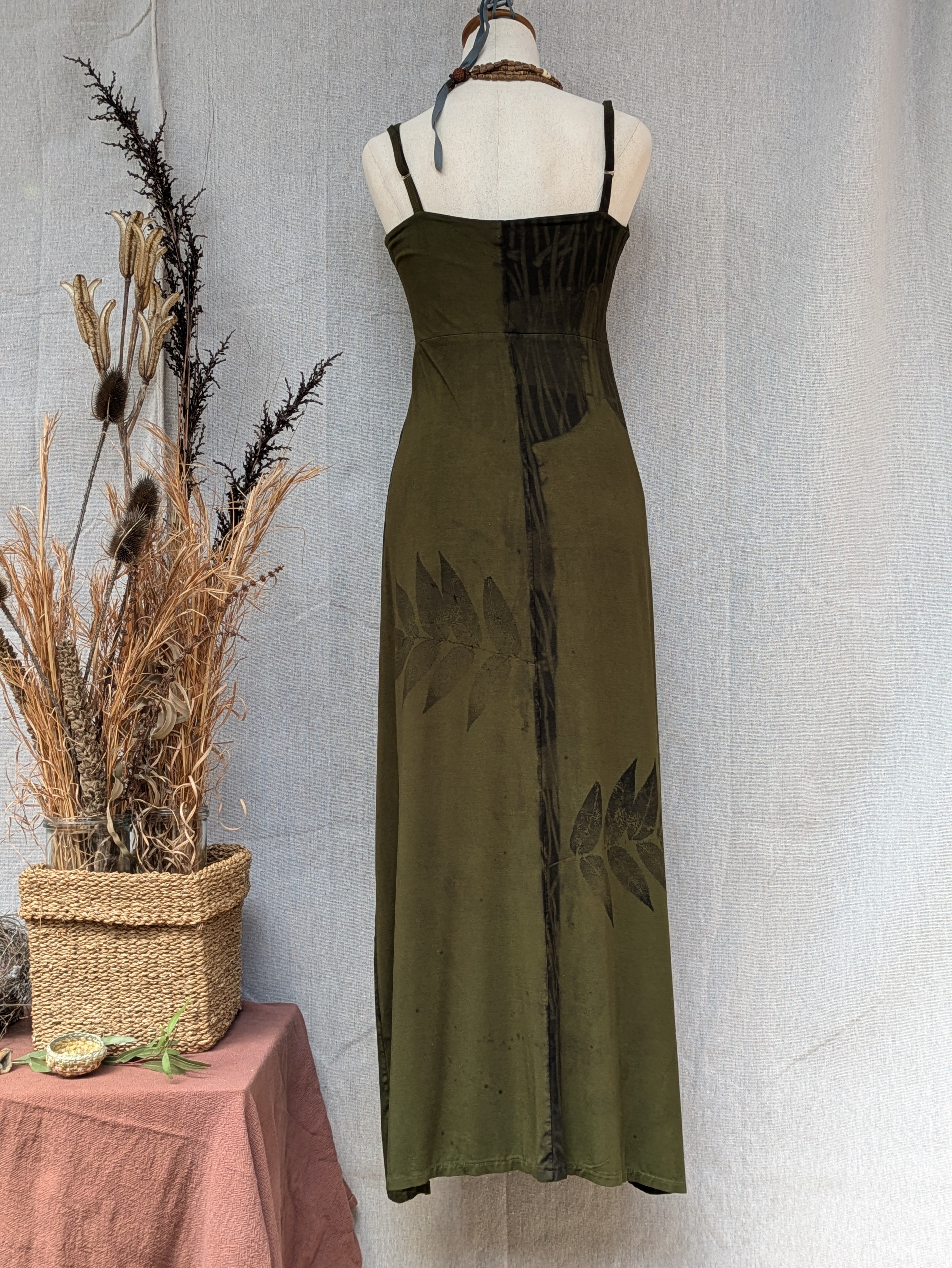 Botanically Printed Maxi Dress ~ Bamboo ~ M