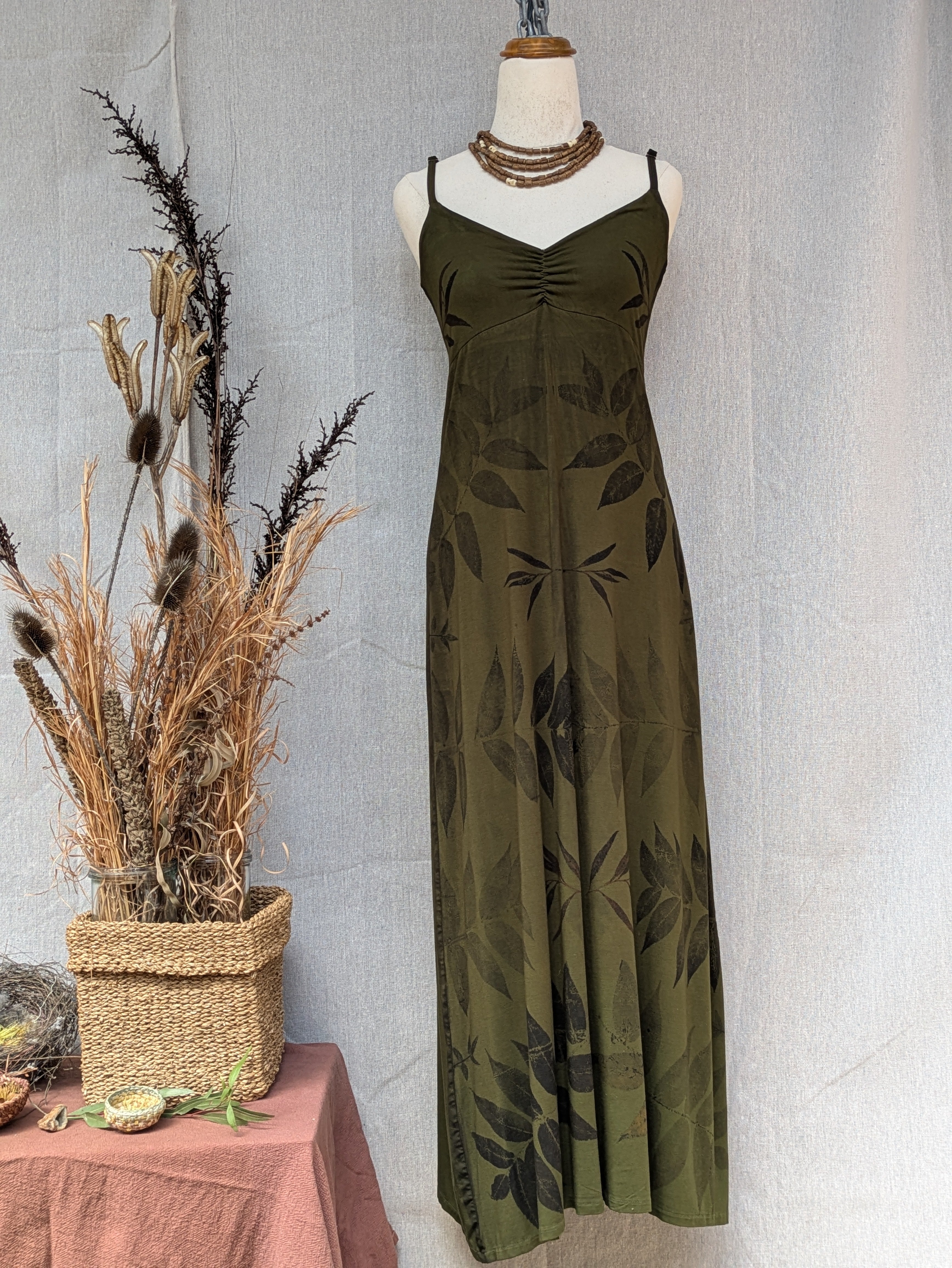 Botanically Printed Maxi Dress ~ Bamboo ~ M