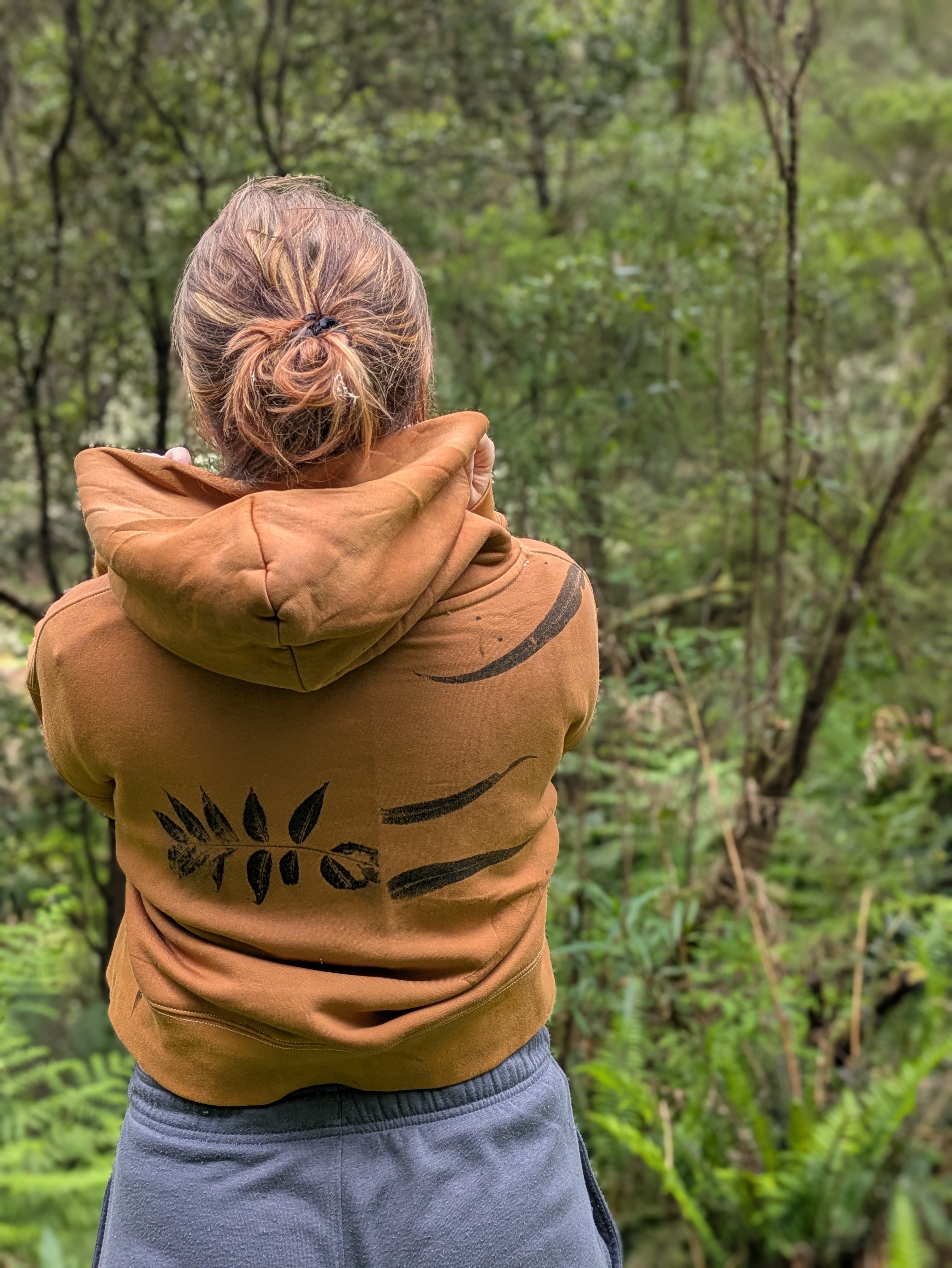 Botanically Printed Cropped Hood ~ Ochre ~ L