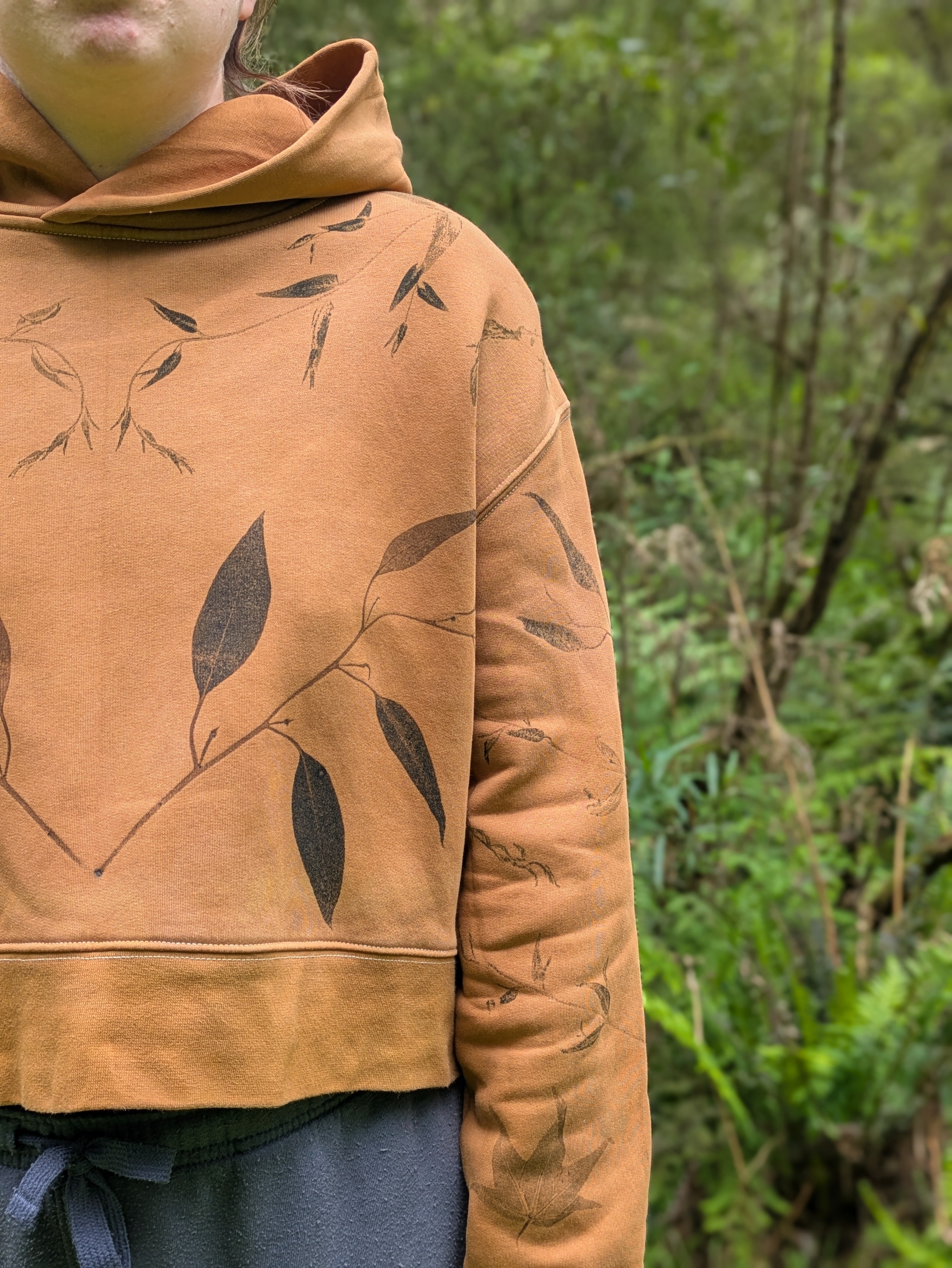 Botanically Printed Cropped Hood ~ Ochre ~ L