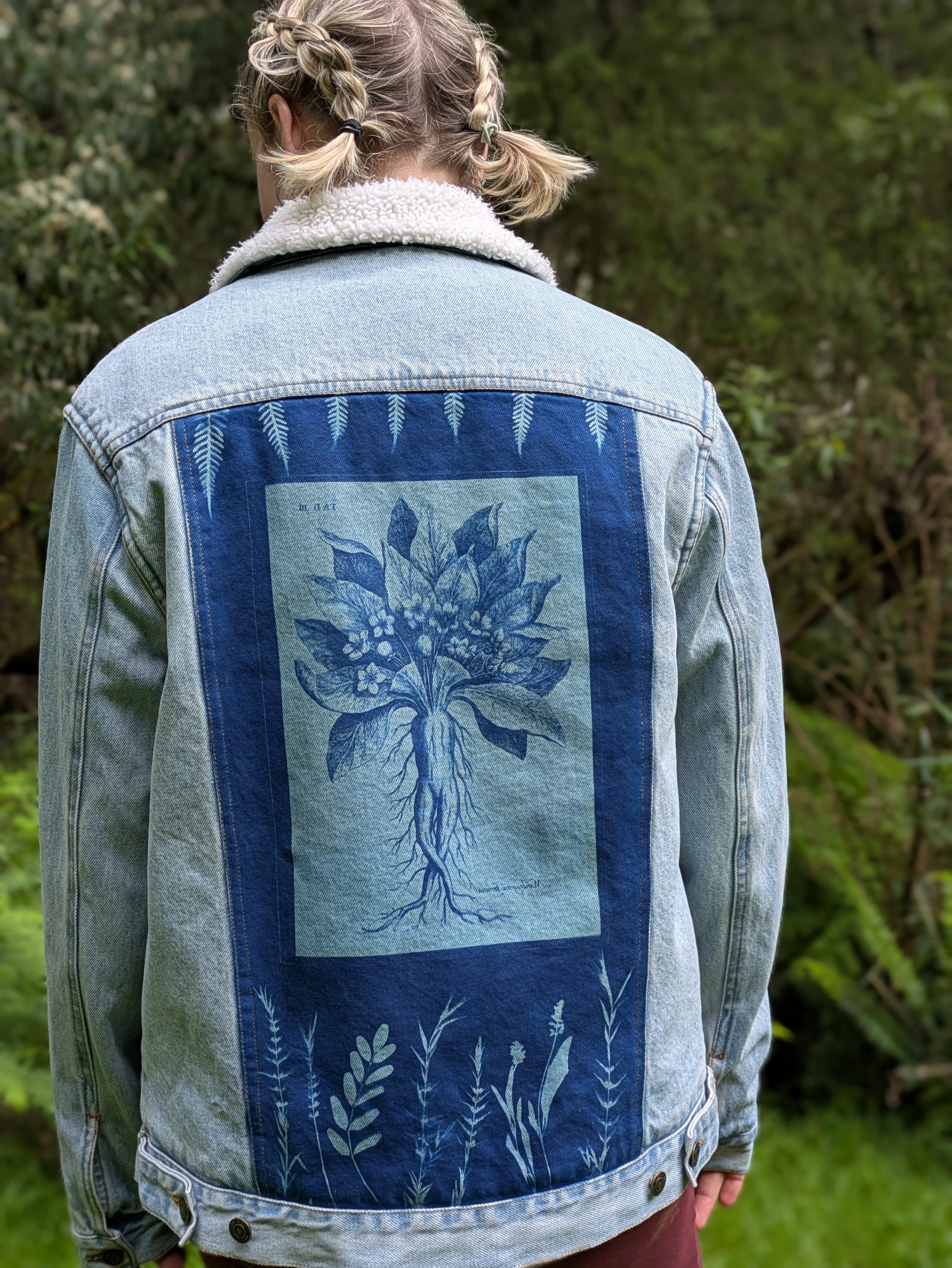 Cyanotype Denim Jacket ~ Mandrake Root