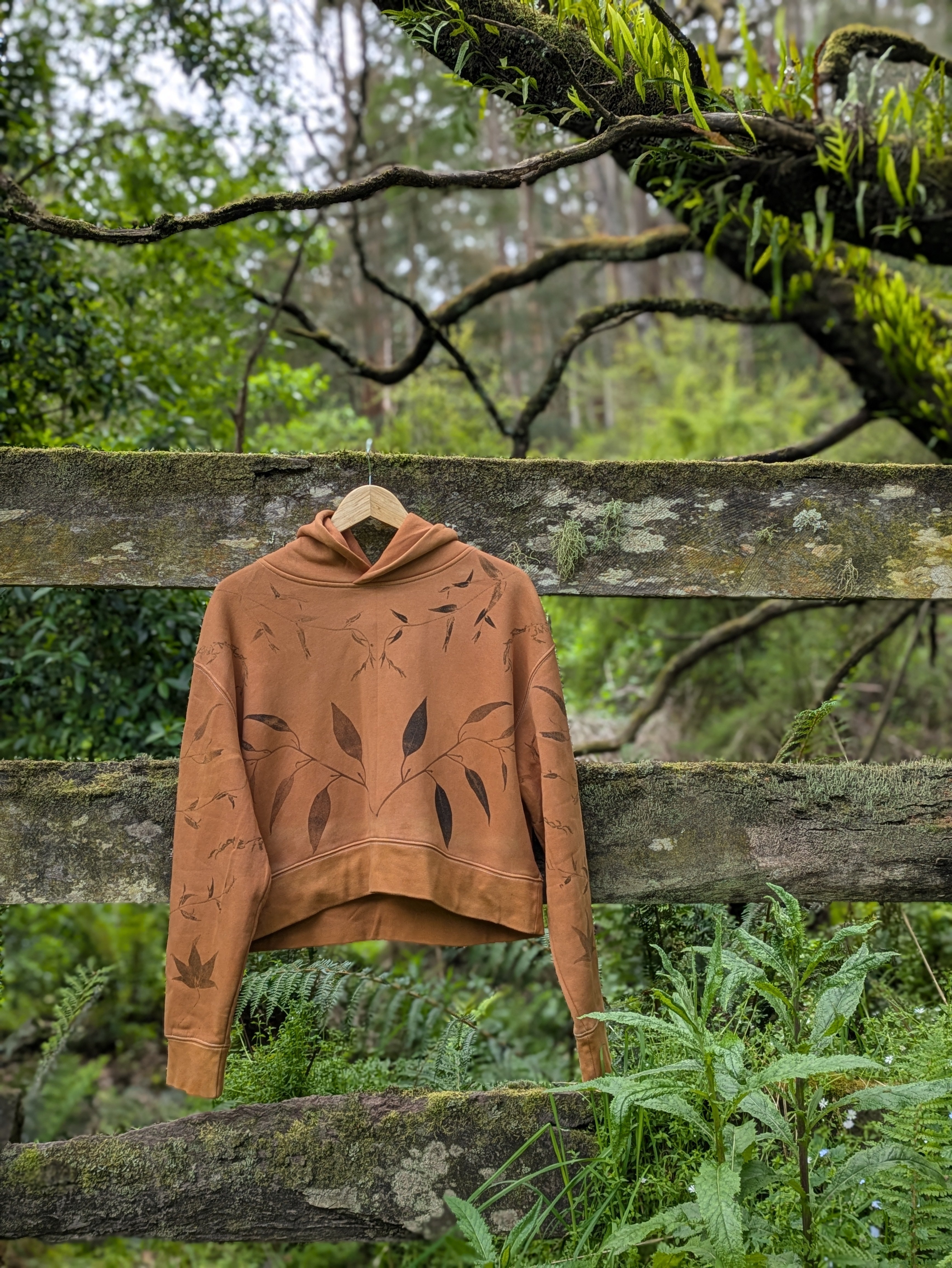 Botanically Printed Cropped Hood ~ Ochre ~ L