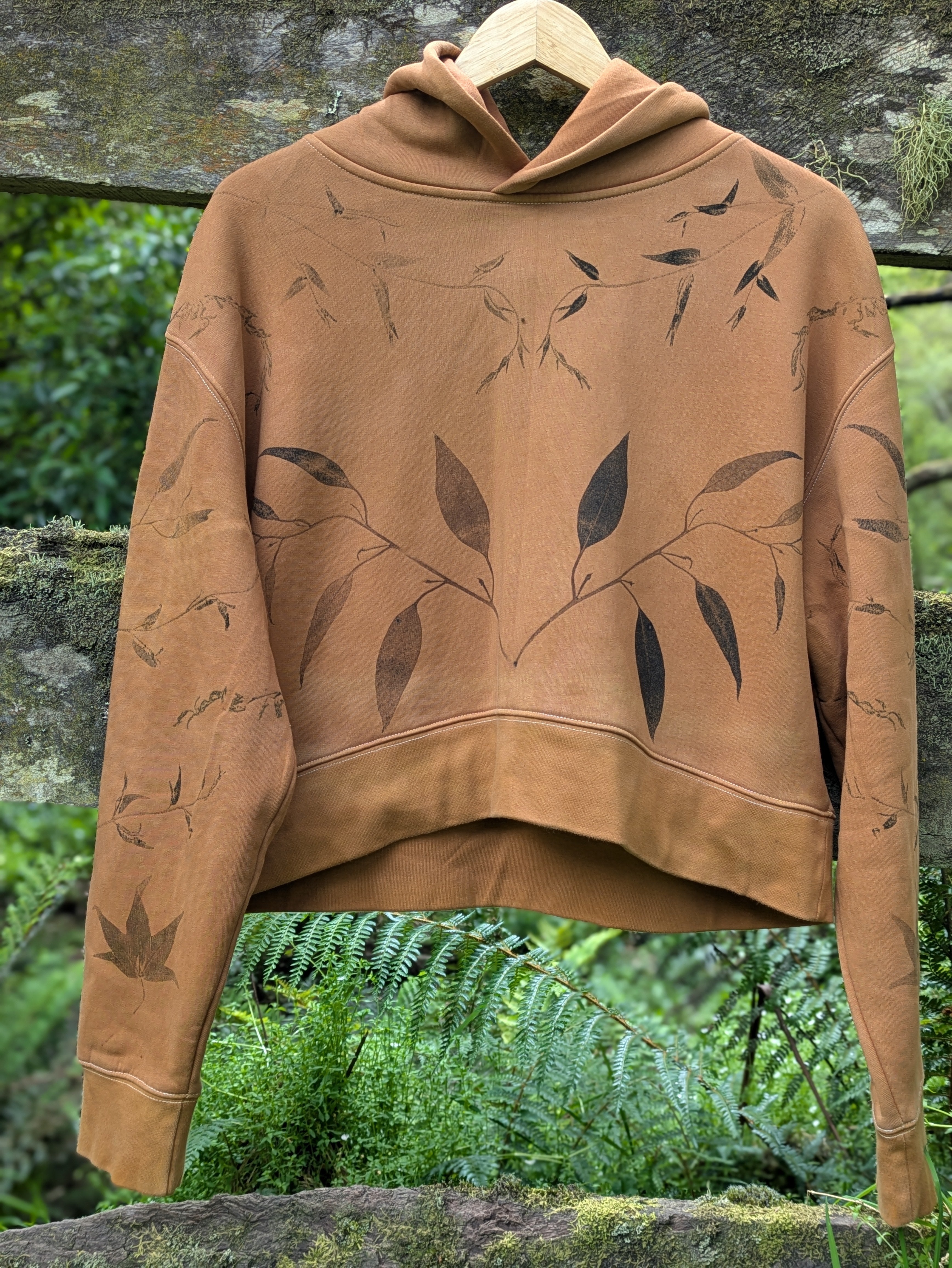 Botanically Printed Cropped Hood ~ Ochre ~ L