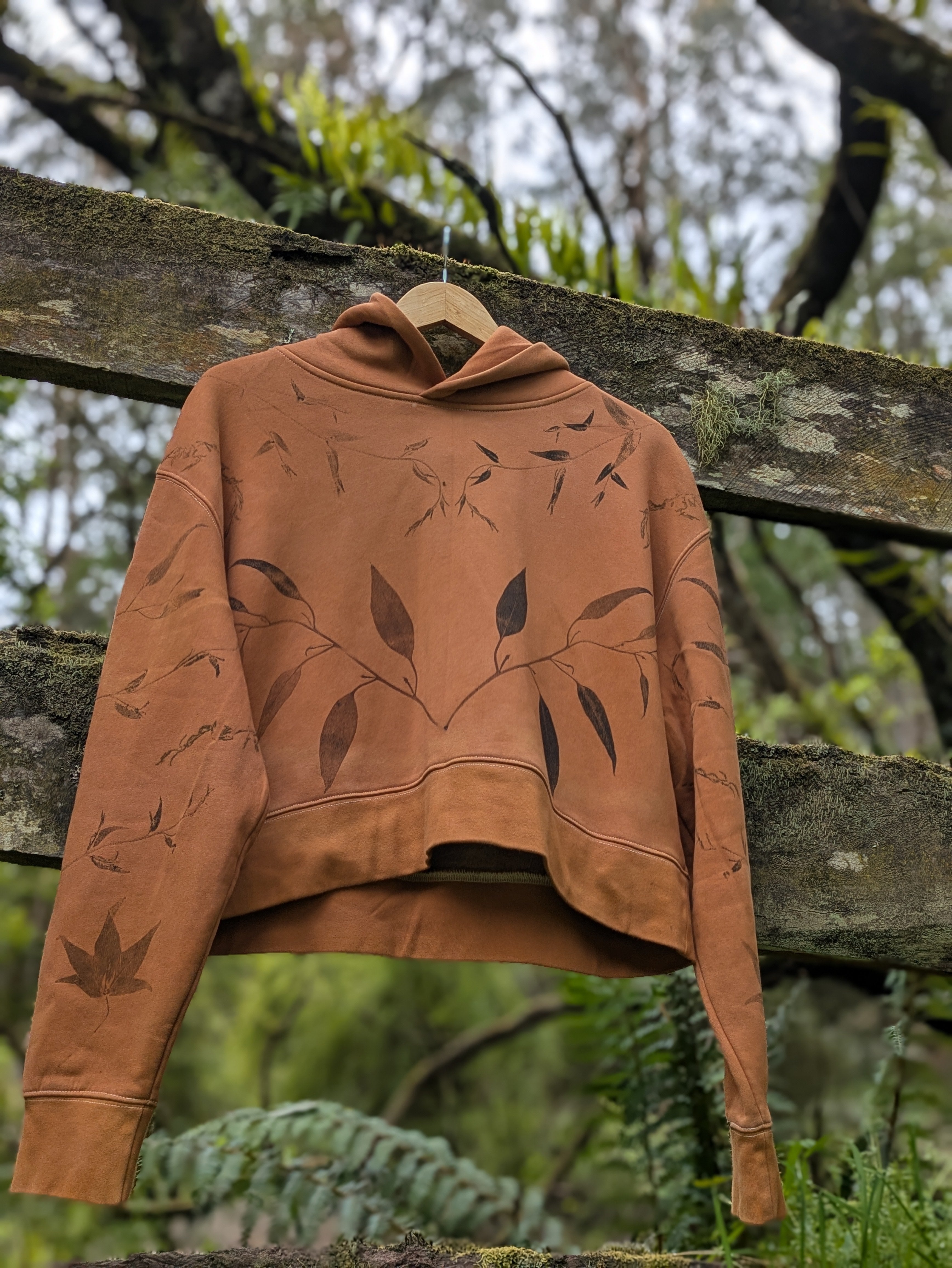 Botanically Printed Cropped Hood ~ Ochre ~ L