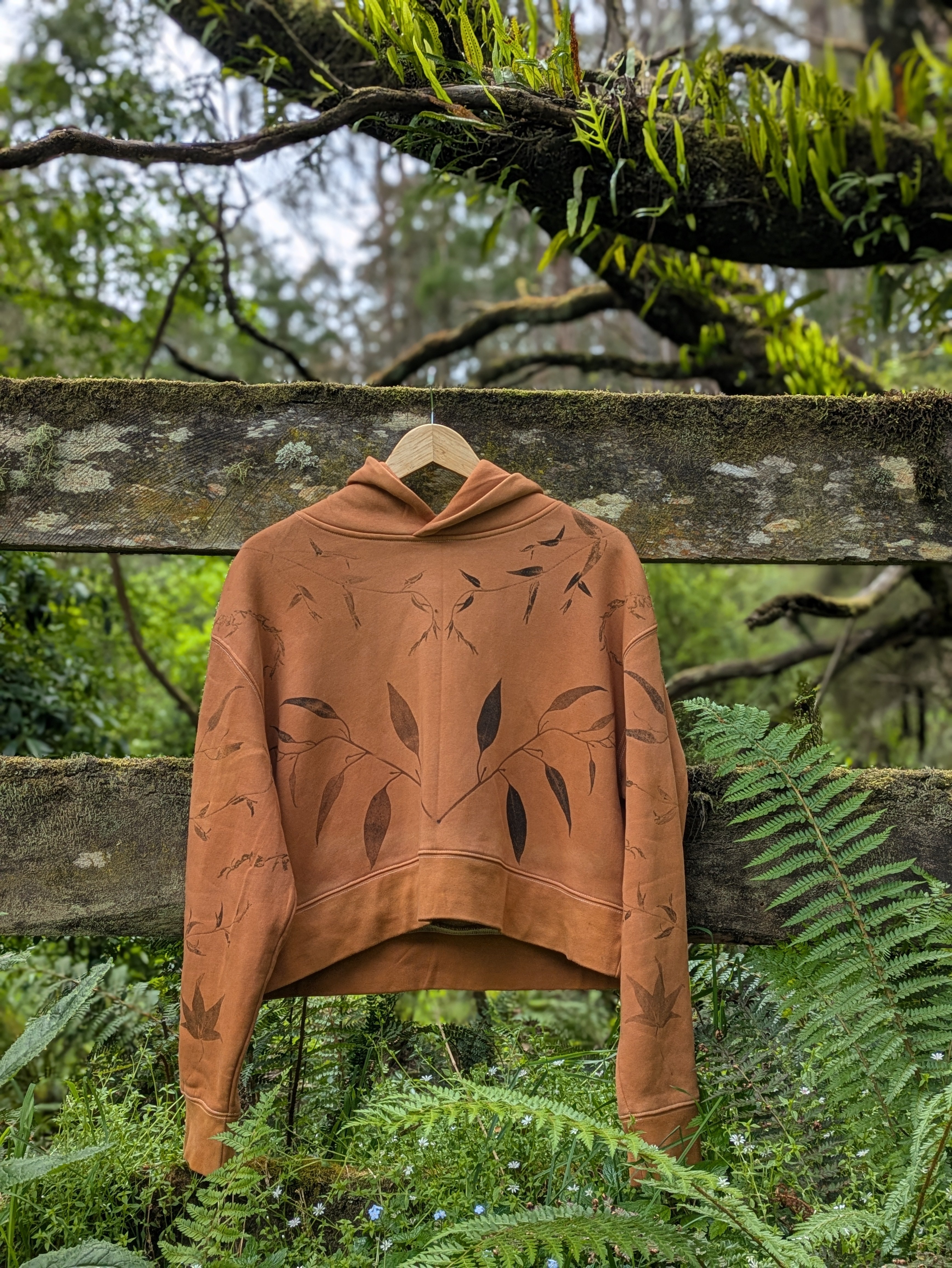 Botanically Printed Cropped Hood ~ Ochre ~ L