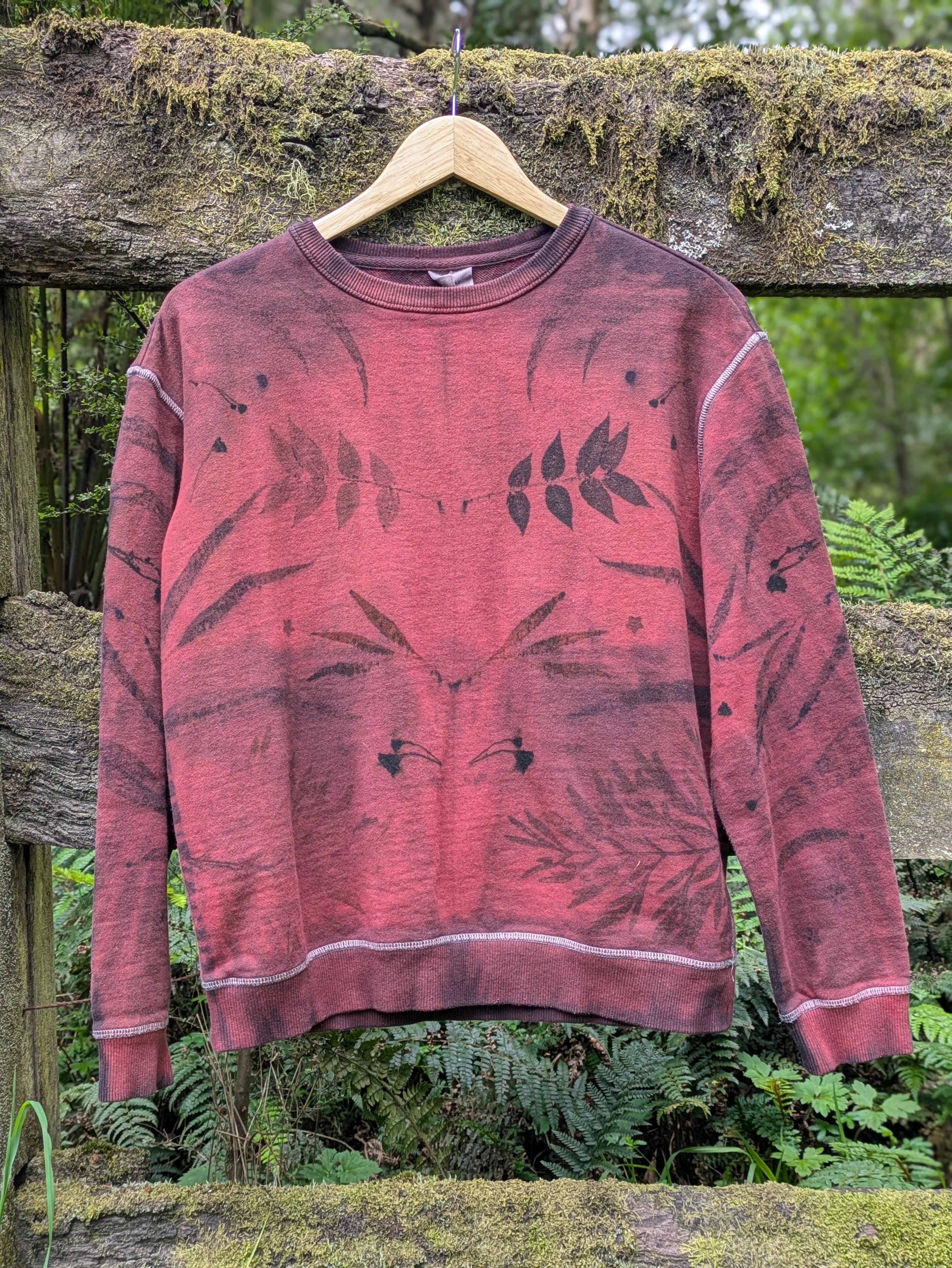 Botanical Cropped Crew ~ S ~ Fuchsia ~ 100% Terry Cotton