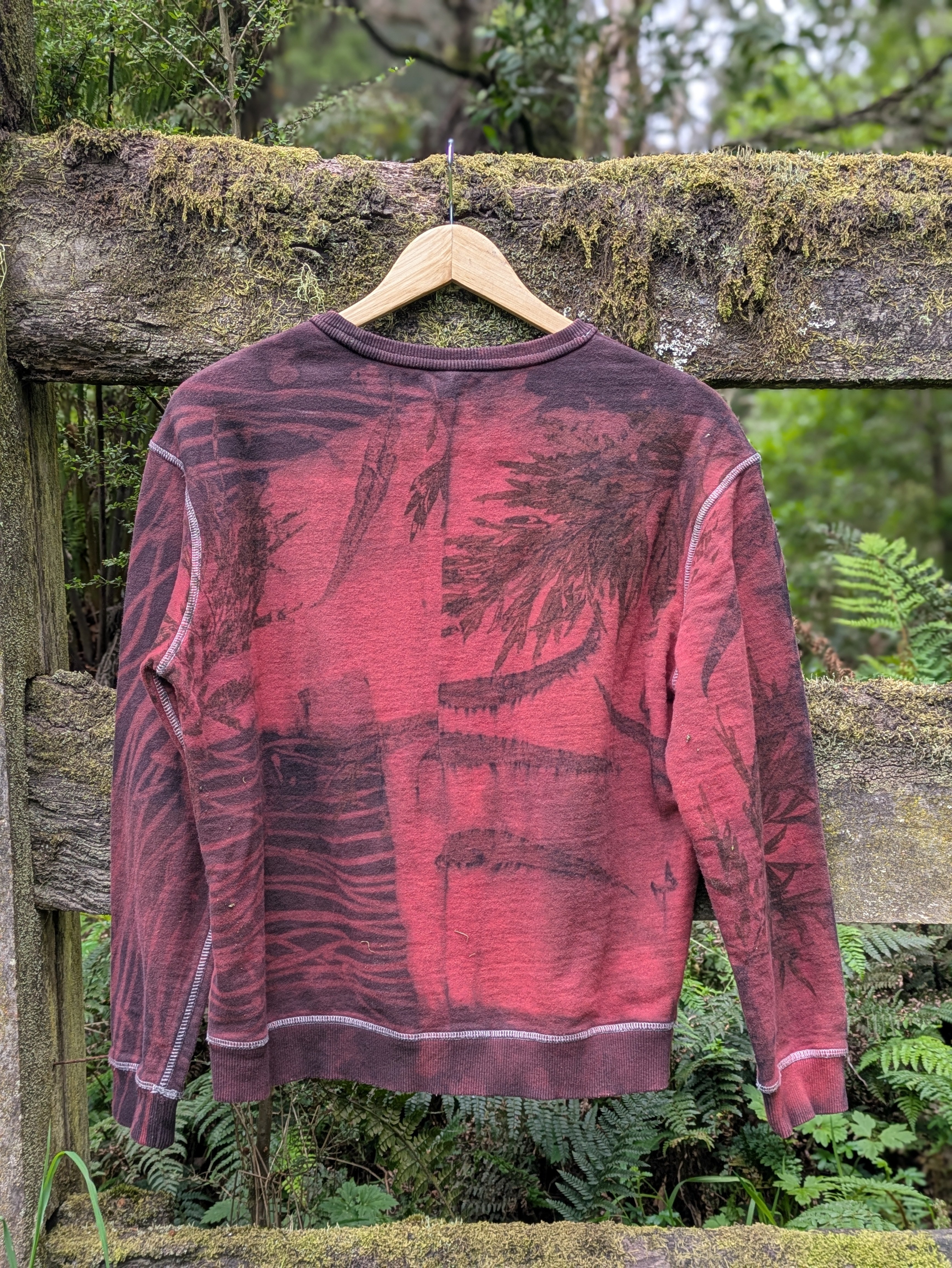 Botanical Cropped Crew ~ S ~ Fuchsia ~ 100% Terry Cotton