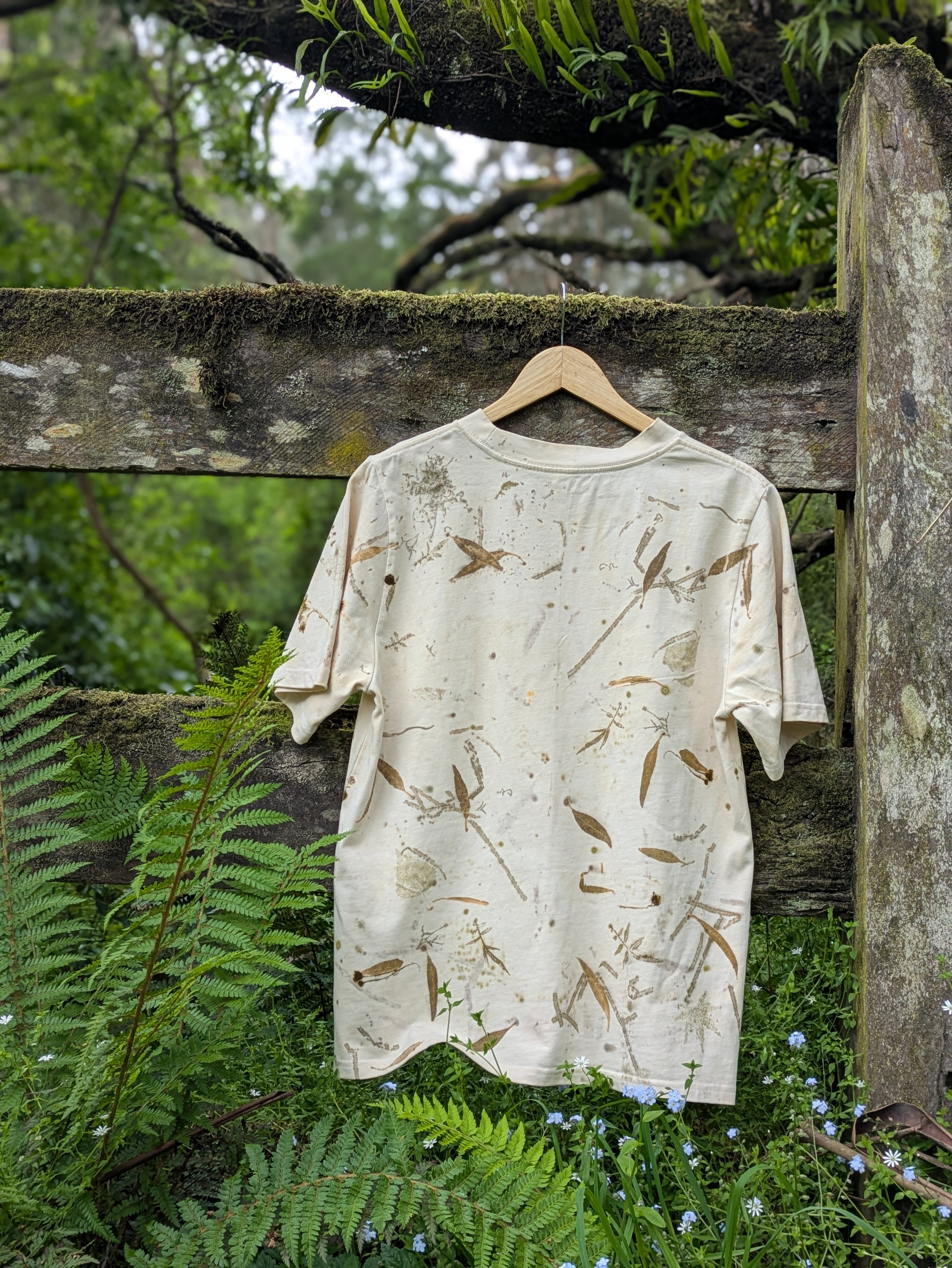 Women's Heavy-Cotton Eco Printed Tee ~ M ~ Light Forest