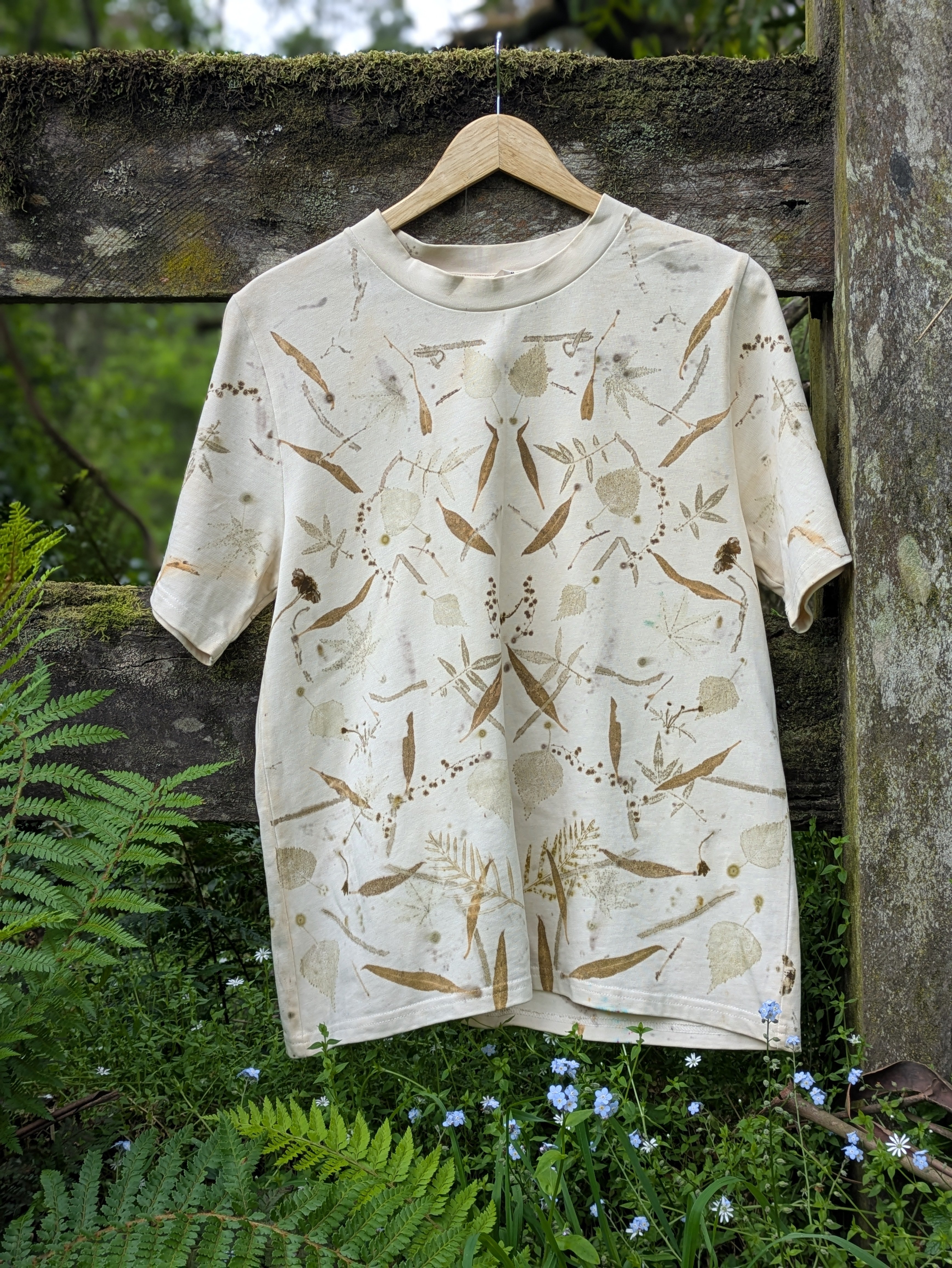 Women's Heavy-Cotton Eco Printed Tee ~ M ~ Light Forest