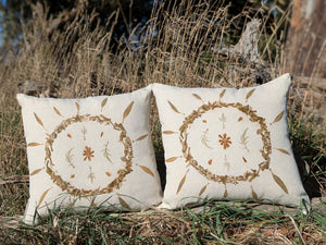 Botanically Printed Linen Cushion Cover Set Flower