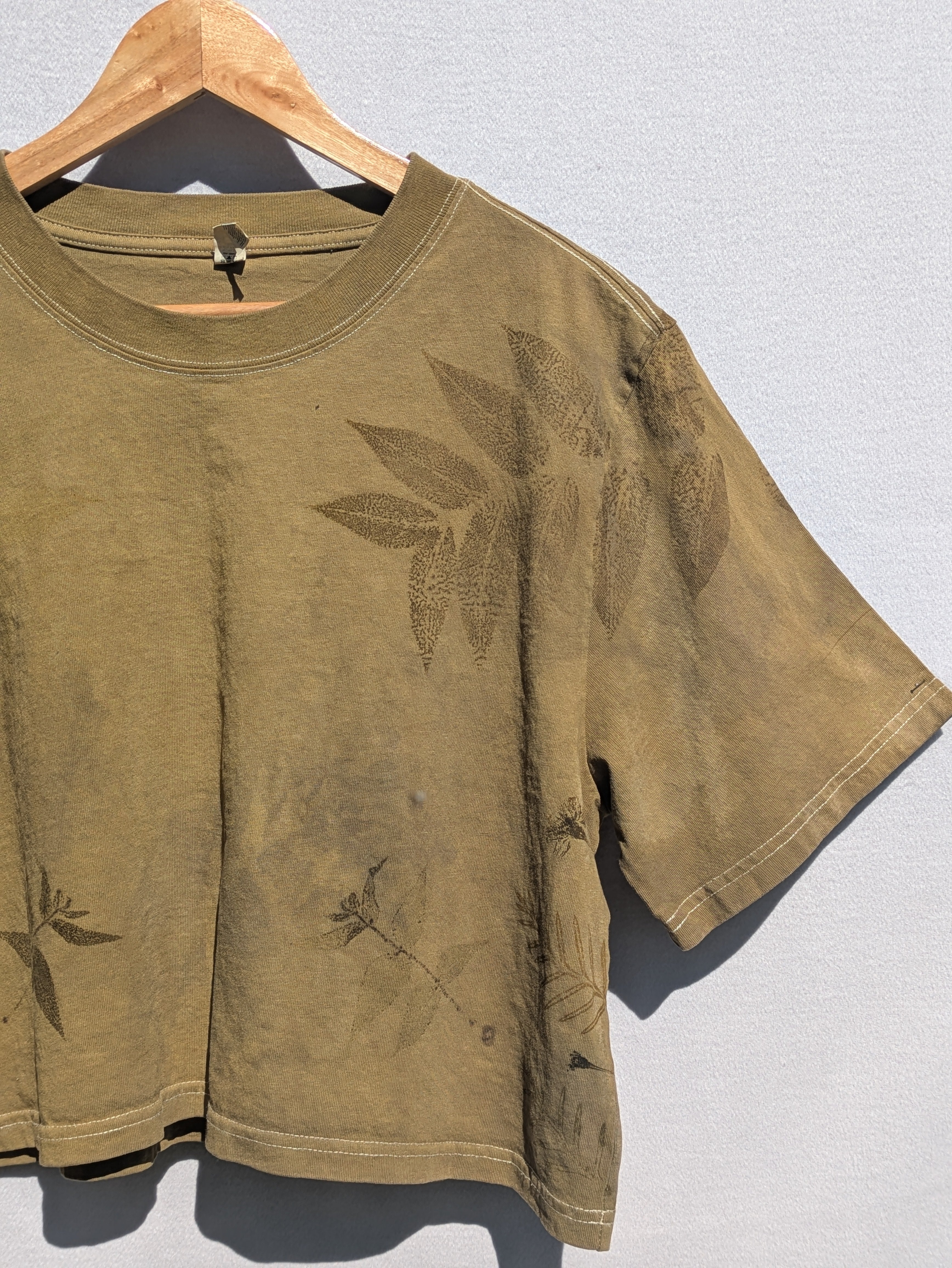 Cropped Tee ~  100% Plant Dyed ( Wattle Flowers ) ~ XLG