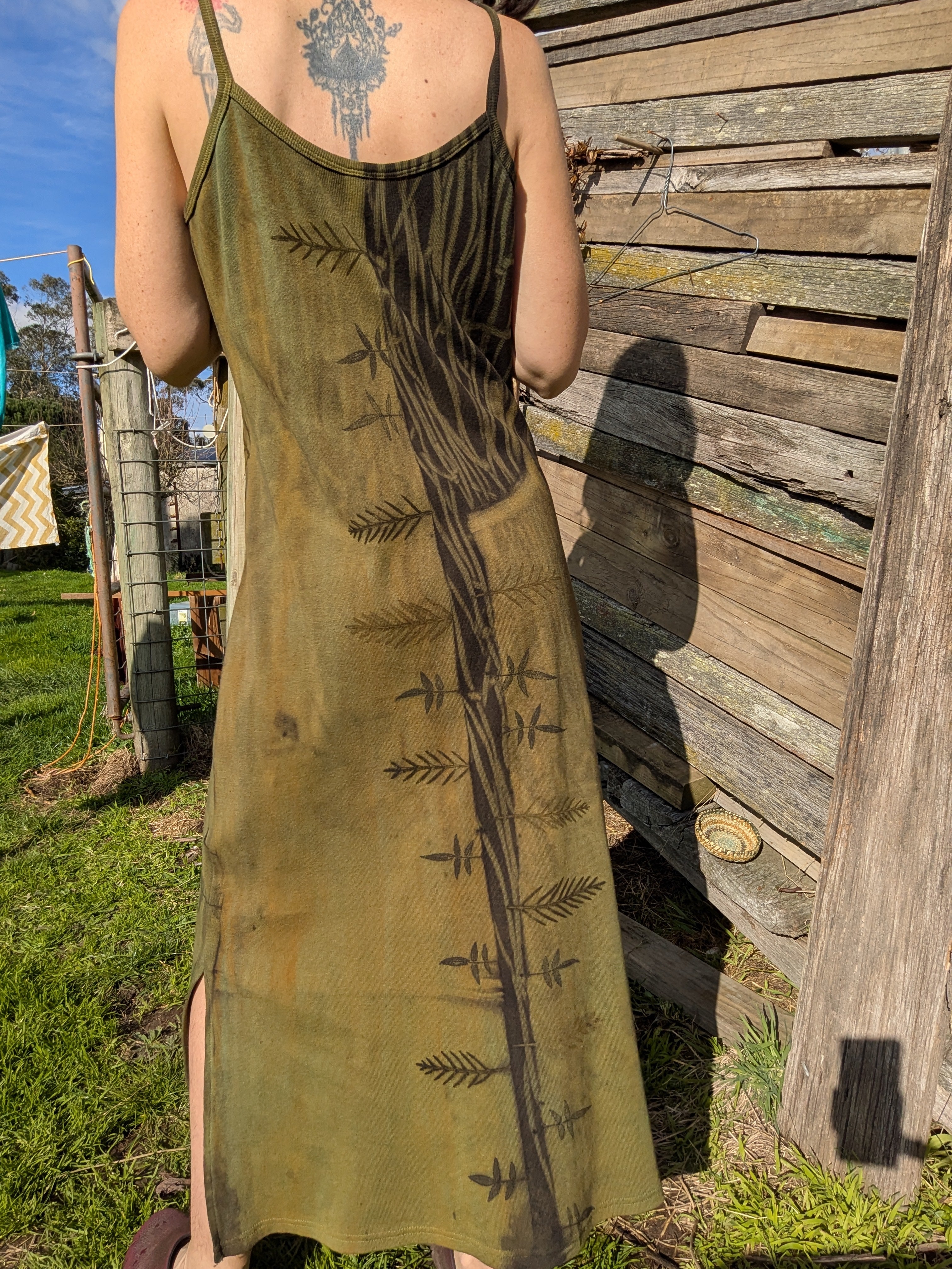 Cotton Rib Knit Spaghetti Strap Dress ~ S/M ~ Forest Green