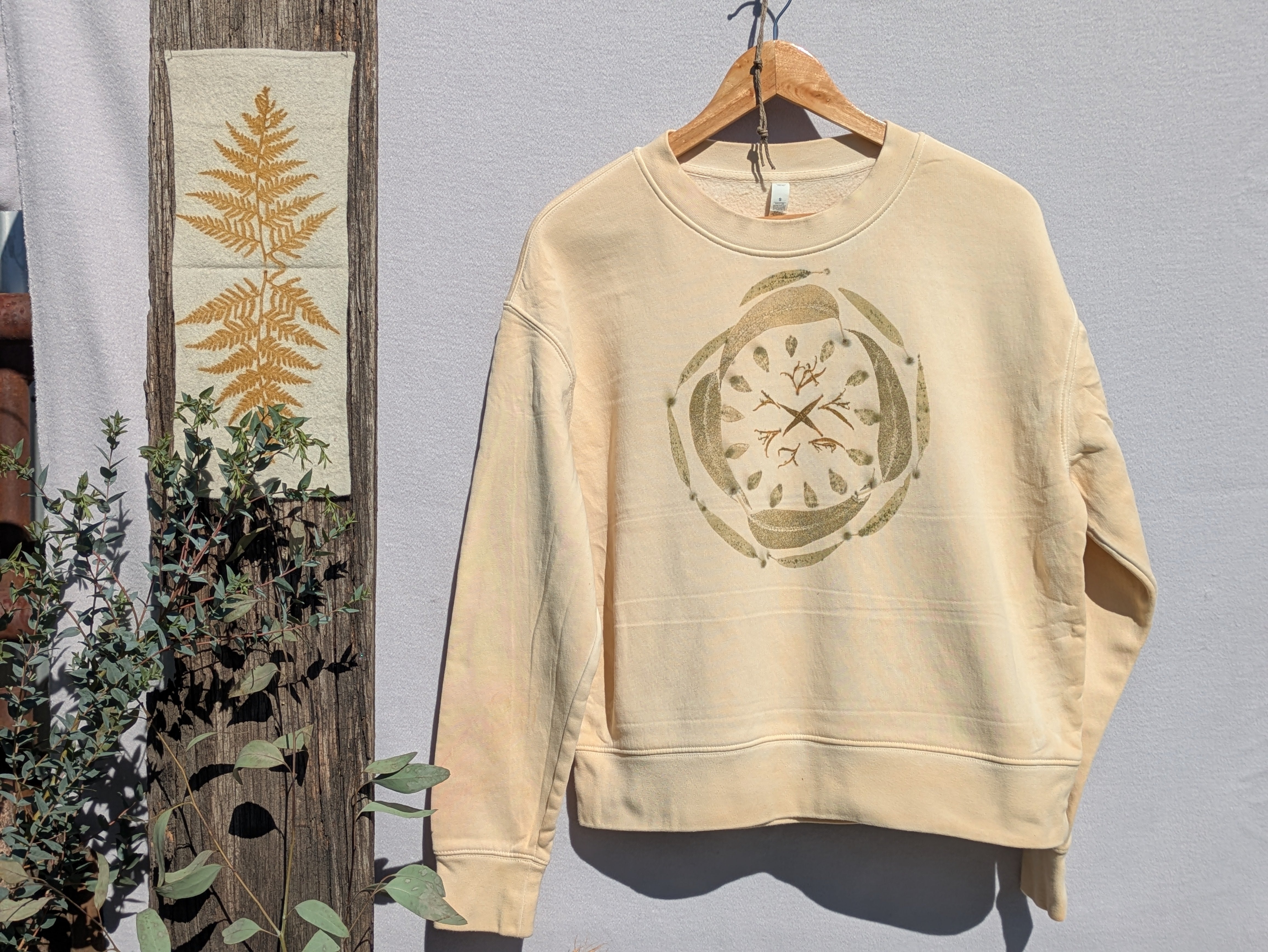 Botanical Relaxed Heavy Cropped Sweatshirt ~ S ~ Pearl Leaf Portal