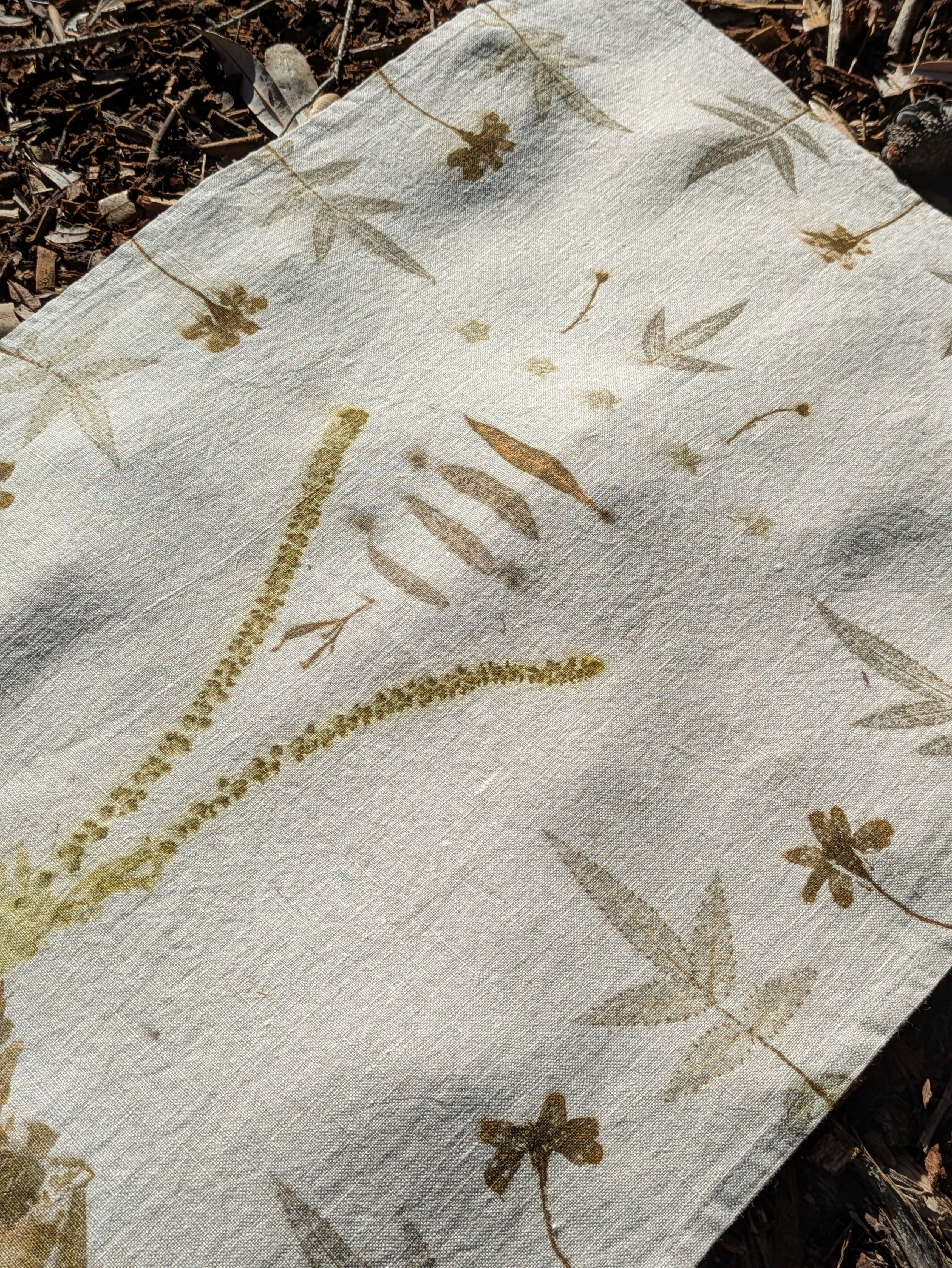 Botanically Printed Linen ~ Table Runner ~ Sacred Altar Cloth