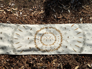 Botanically Printed ~ Linen Table Runner ~ Altar Cloth ~ Sacred Circle