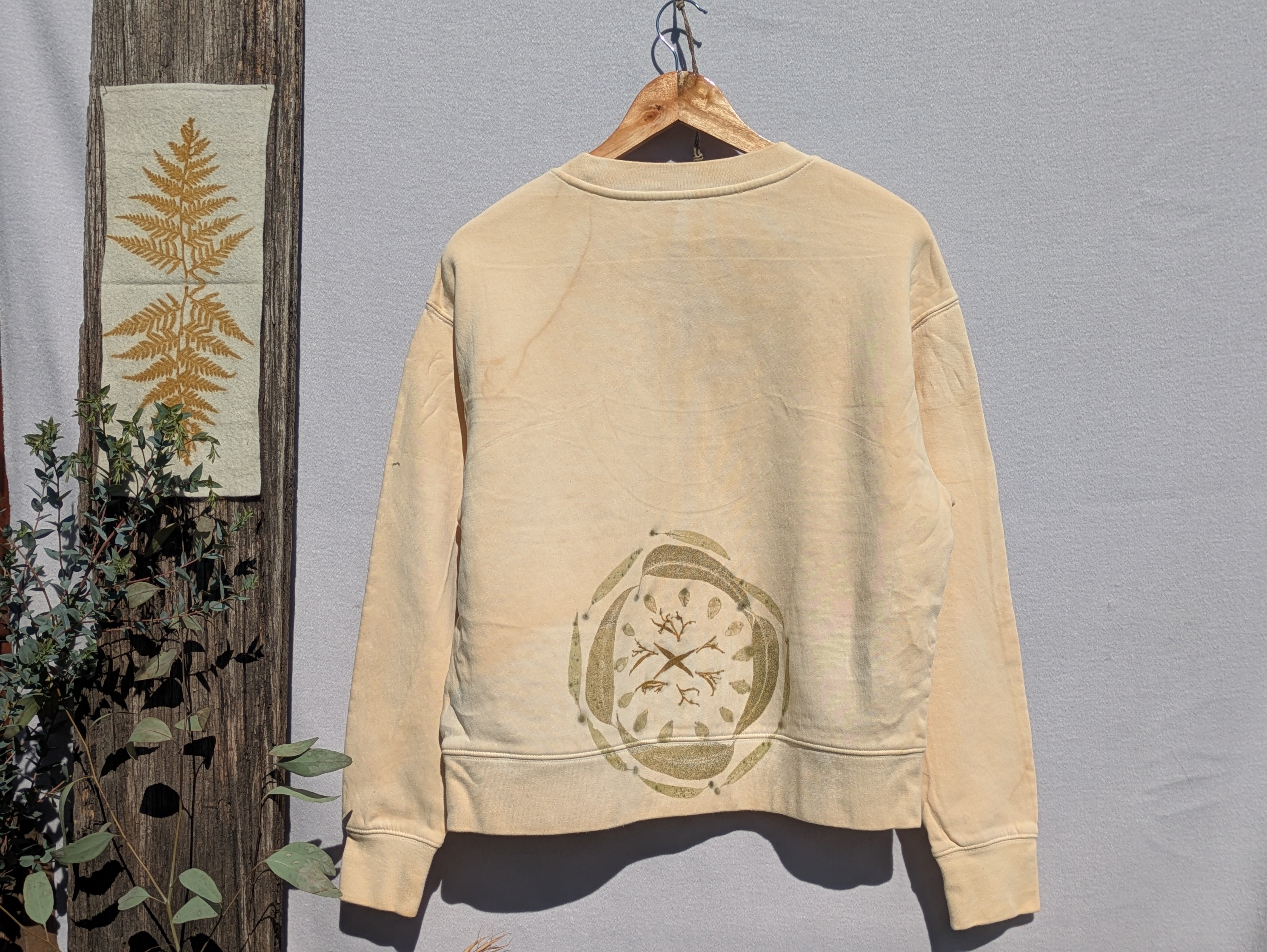 Botanical Relaxed Heavy Cropped Sweatshirt ~ S ~ Pearl Leaf Portal